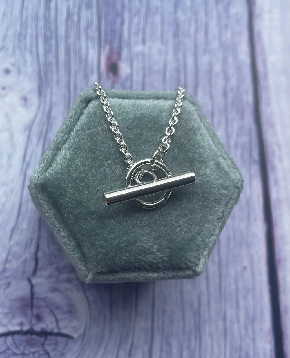 Handmade Sterling Silver Toggle Clasp T-Bar Birthstone Gemstone  Necklace-Wire Wood Jewellery