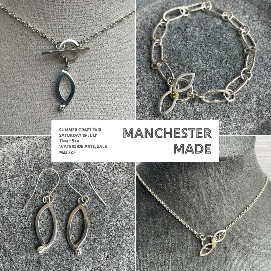 Excited to get all my pieces together this afternoon in prep for the Manchester Made Summer Craft Fair @watersidearts_ this Saturday.

I&rsquo;ll be bringing new Silver Leaves Collection pieces with me amongst a range of earrings, necklaces, rings an