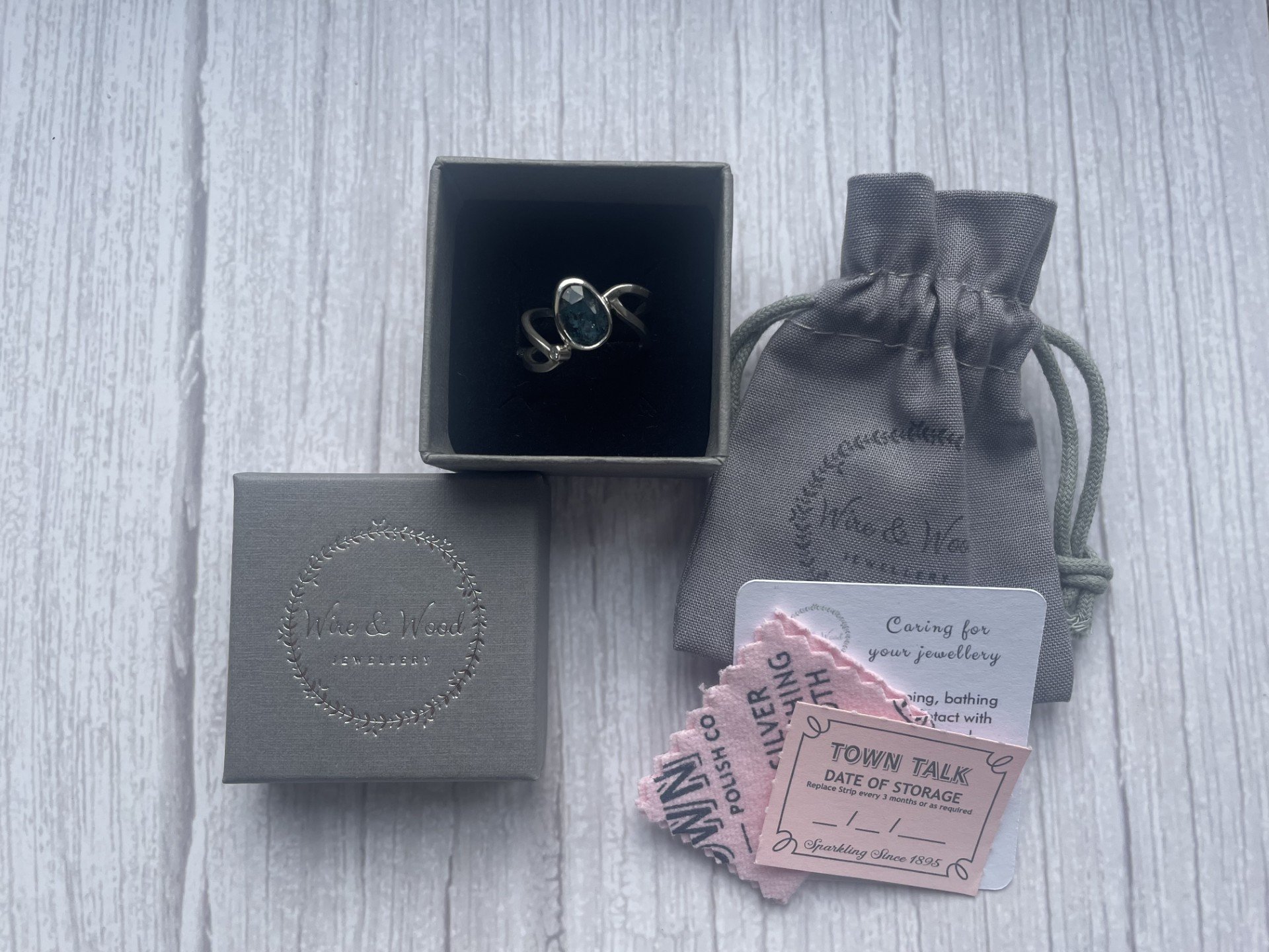 wire-and-wood-jewellery-sterling-silver-teal-moss-kyanite-ring-moissanite-packaged.jpg