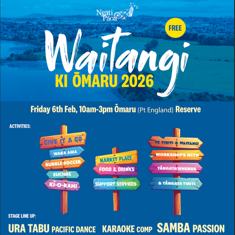 Waitangi ki Ōmaru lineup poster