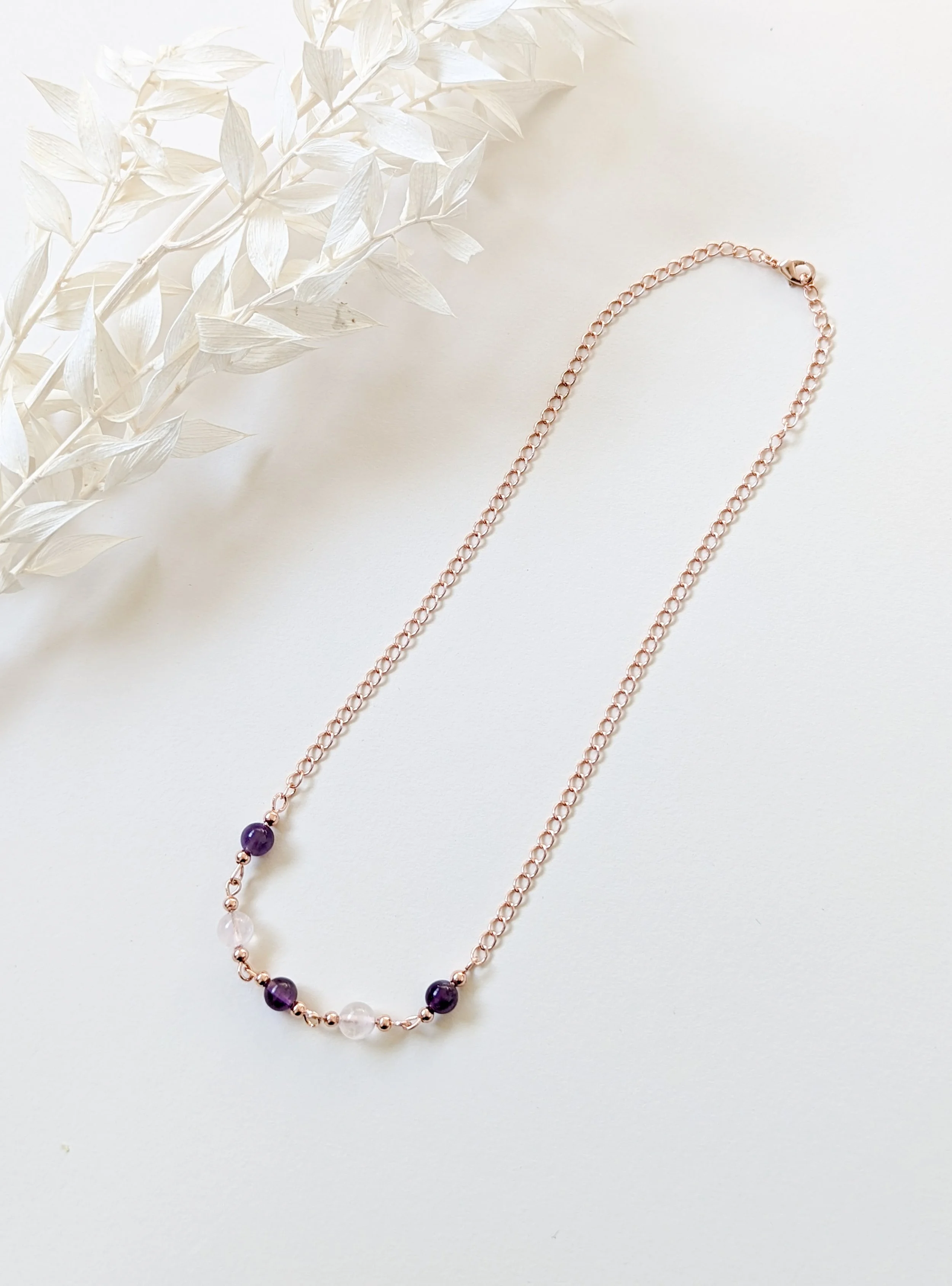 Amethyst necklace, rose quartz necklance Rose quartz bracelet, crystal jewellery, handmade crystal jewellery, Crystal Jewellery Australia.