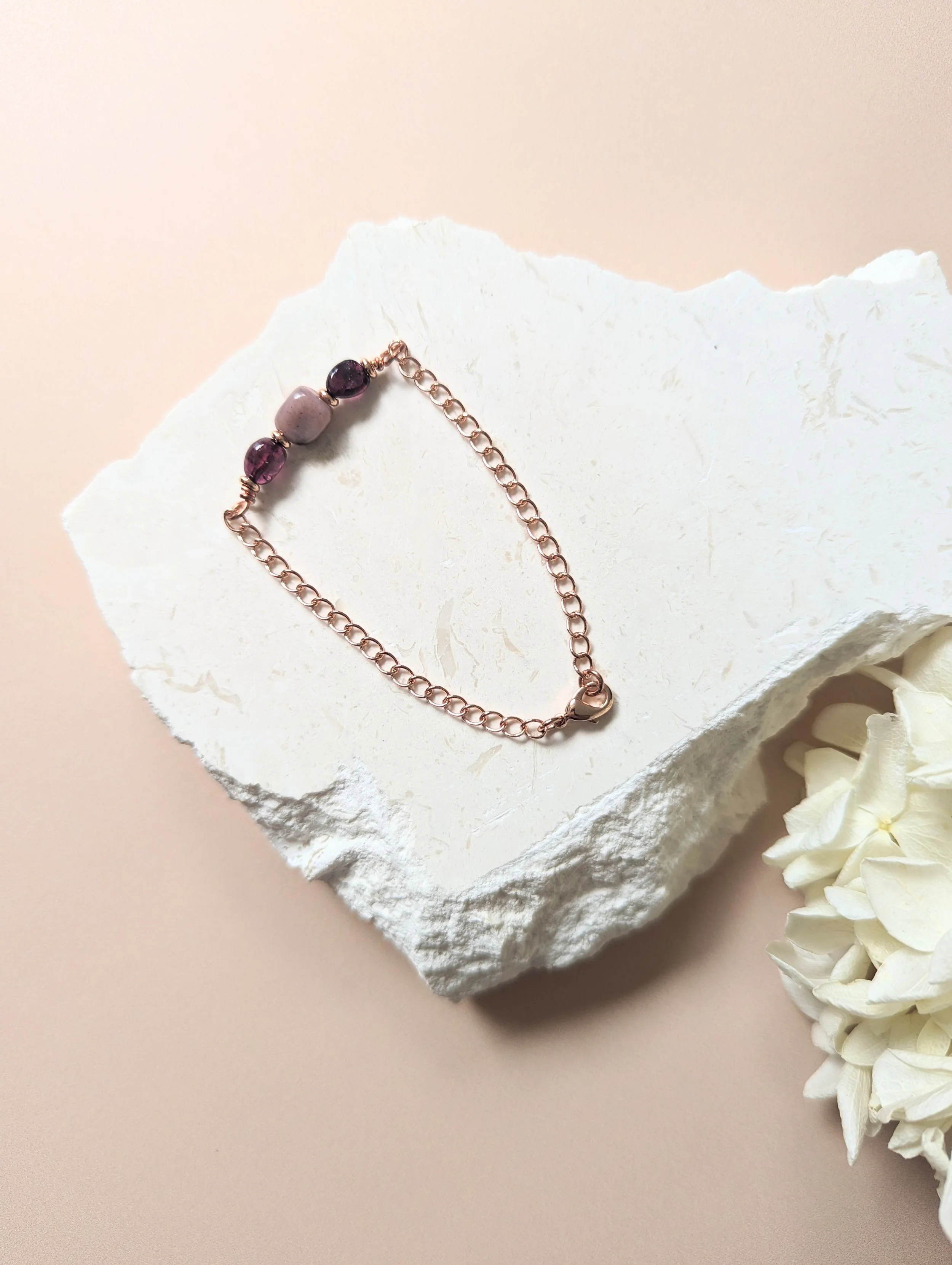 Pink Opal, Garnet bracelet, crystal jewellery, handmade crystal jewellery, Crystal Jewellery Australia. garnet bracelet, pink opal bracelet