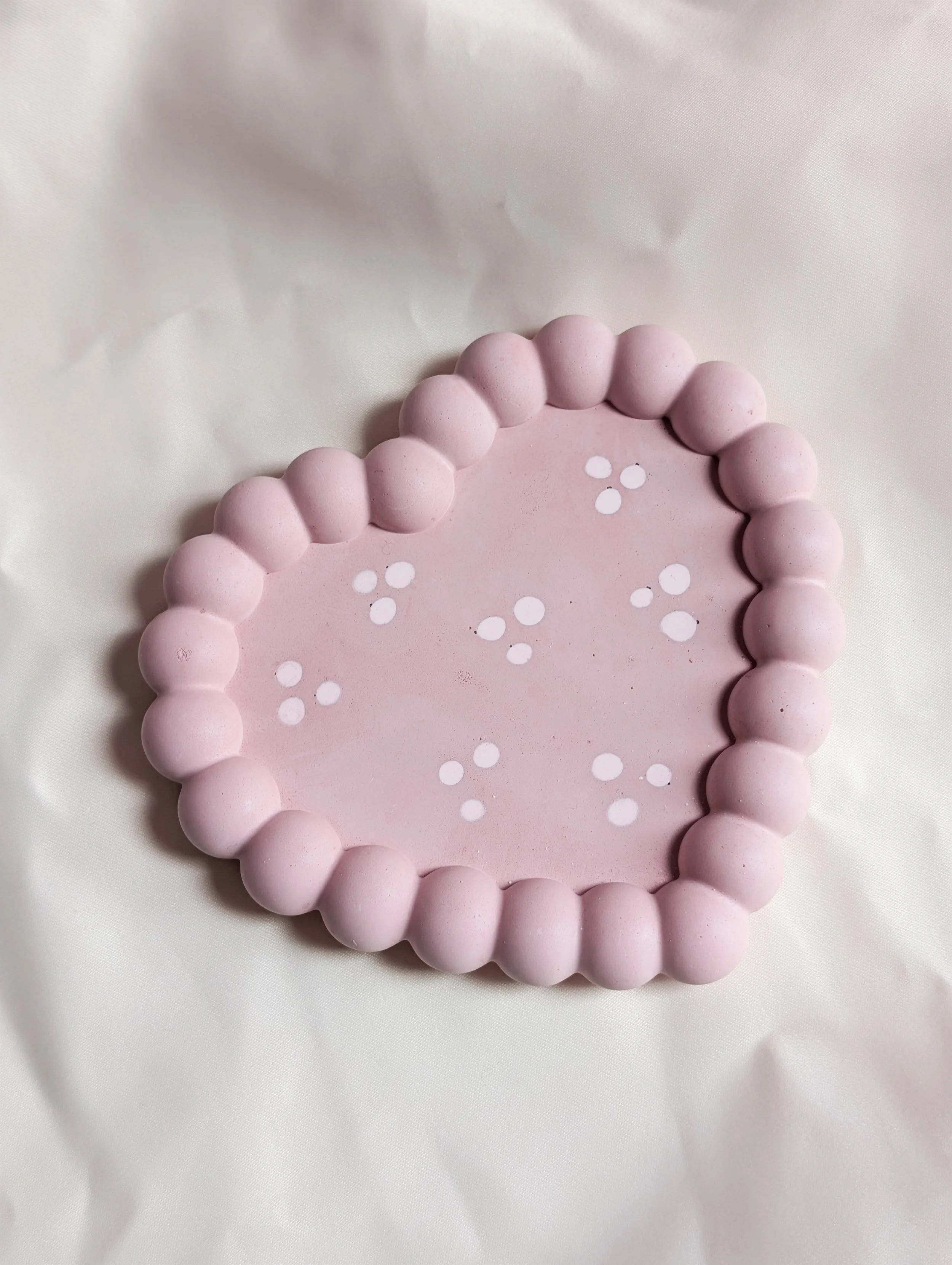 Heart trinket dish, pink heart dish