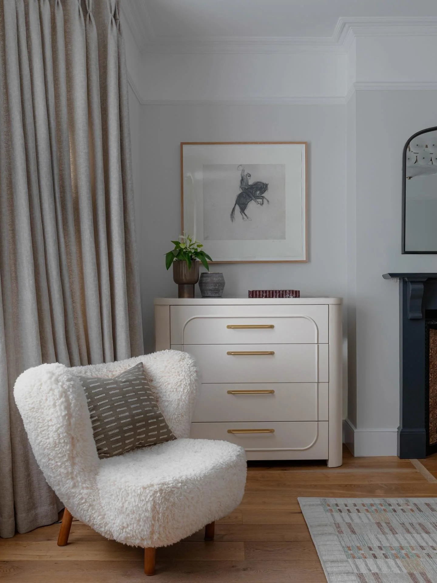 We designed a pair of bespoke drawers for either side of the fireplace, designed to feel effortless in the space. Crafted by trusted hands, each piece was made with longevity in mind. Bespoke doesn&rsquo;t always mean built in, these freestanding dra