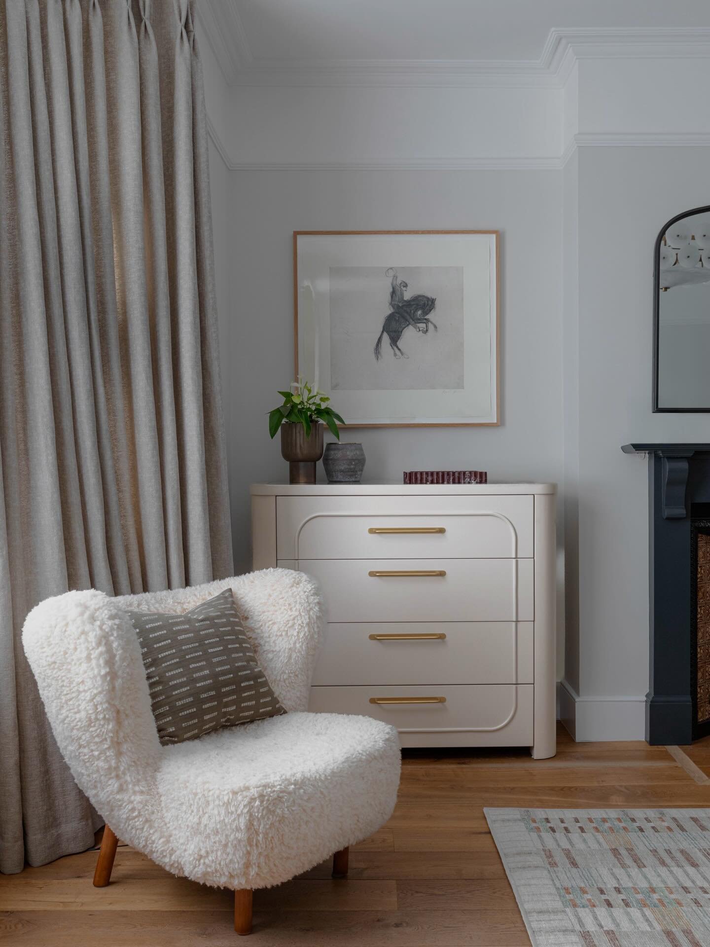 We designed a pair of bespoke drawers for either side of the fireplace, designed to feel effortless in the space. Crafted by trusted hands, each piece was made with longevity in mind. Bespoke doesn&rsquo;t always mean built in, these freestanding dra