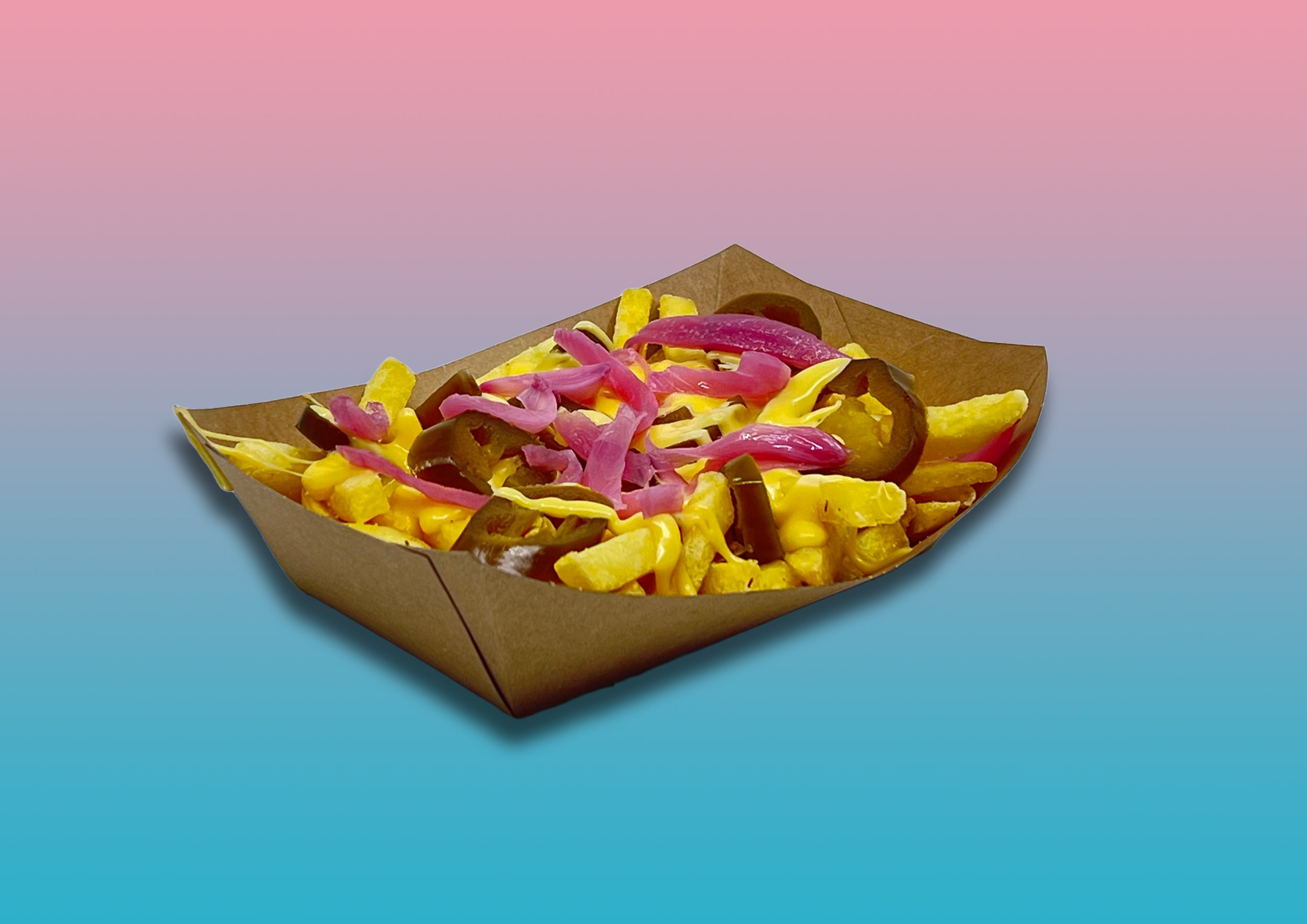 Loaded Fries Figugegl – Jumi-Fondue, Jalapeños, Red Onions