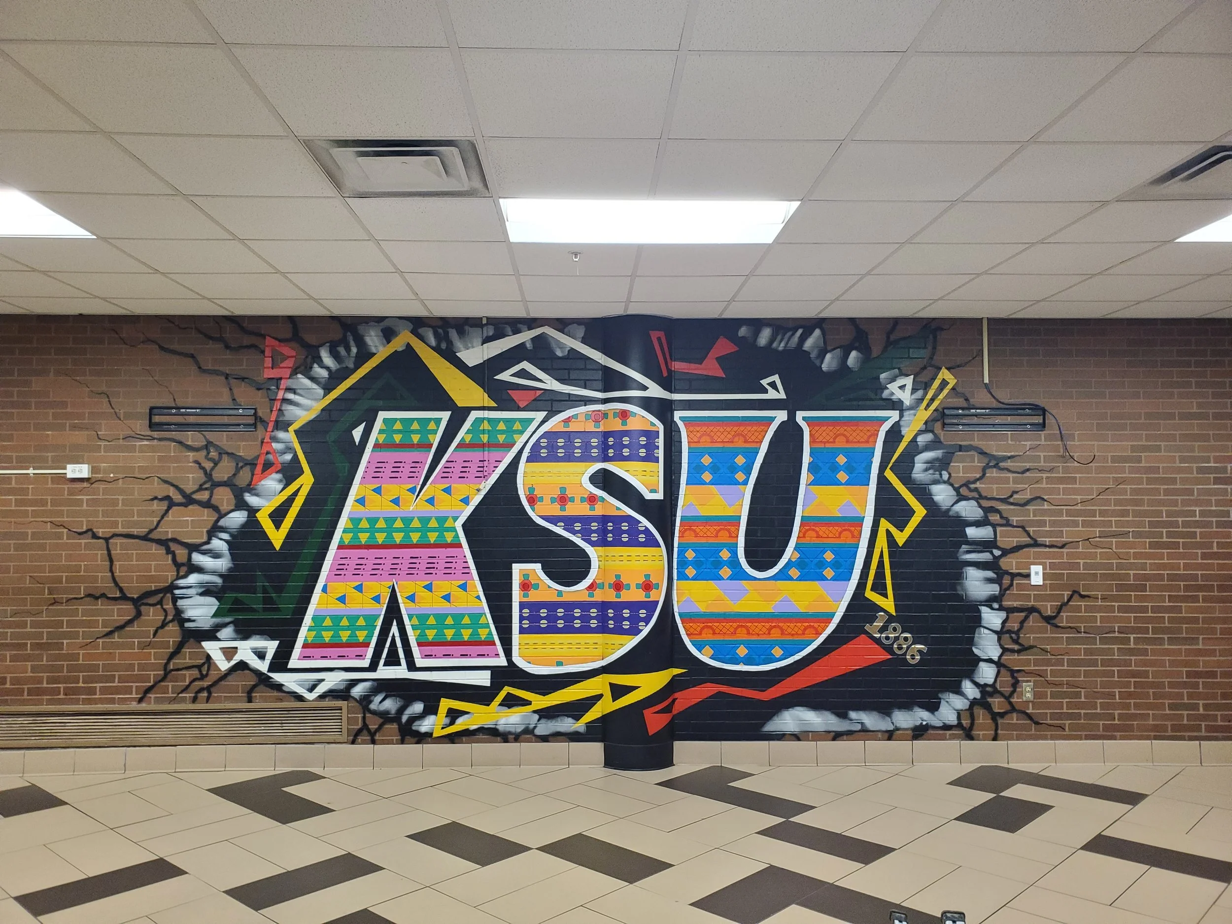 KTurner 2023 Kentucky State University interior mural, Frankfort, KY