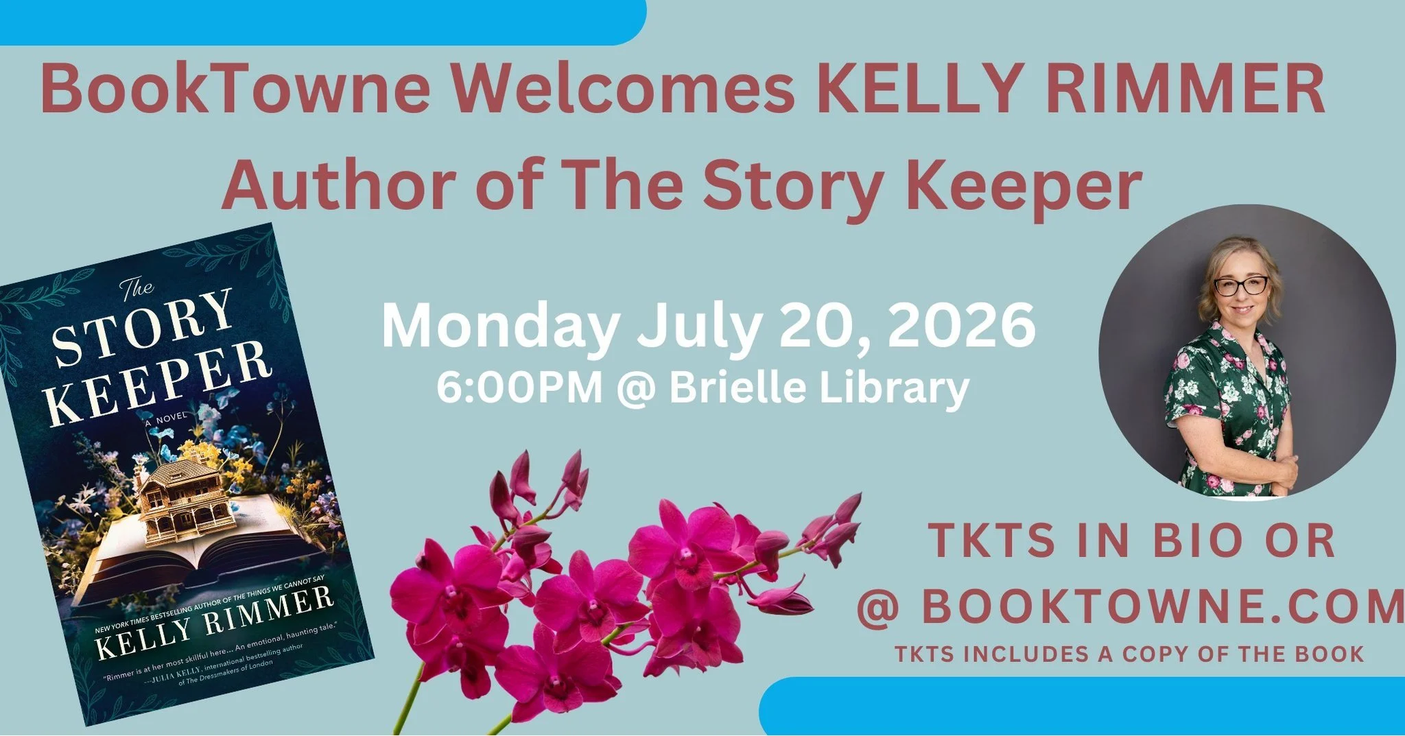 North American friends&hellip; the The Story Keeper tour begins in just over two months, and I could not be more excited to finally meet so many of you in person!

First stop: Brielle, New Jersey at BookTowne at Brielle Public Library on Monday, July