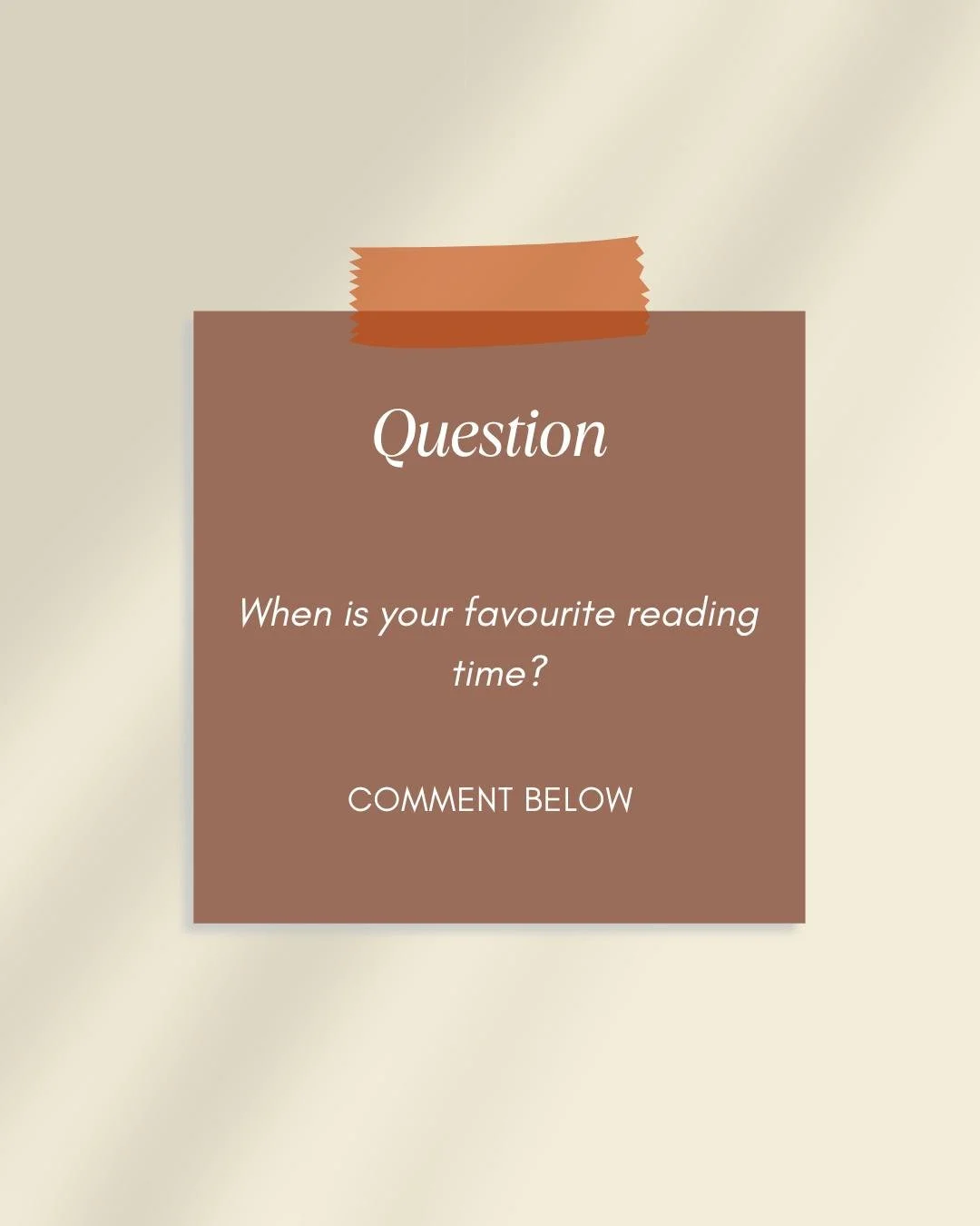 Let's settle an important reader question...

When do you do most of your reading?

Are you an early riser who starts the day with a chapter and a cup of coffee? ☕️

Do you sneak in a few pages during the afternoon whenever you can?

Or are you like 