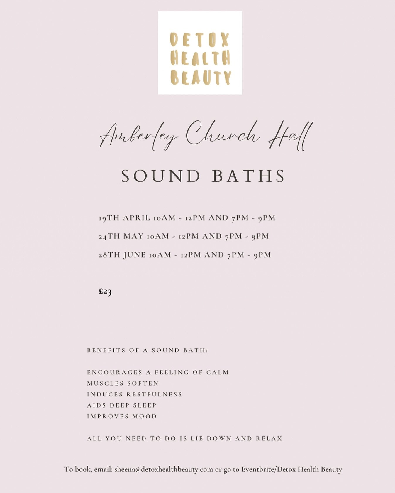 Just to let you know about our sound baths in April, May and June (Amberley). Having a monthly sound bath truly is nectar for the mind, body and soul. This is a deeply relaxing and nourishing experience, which I find fills me and sets me up for weeks