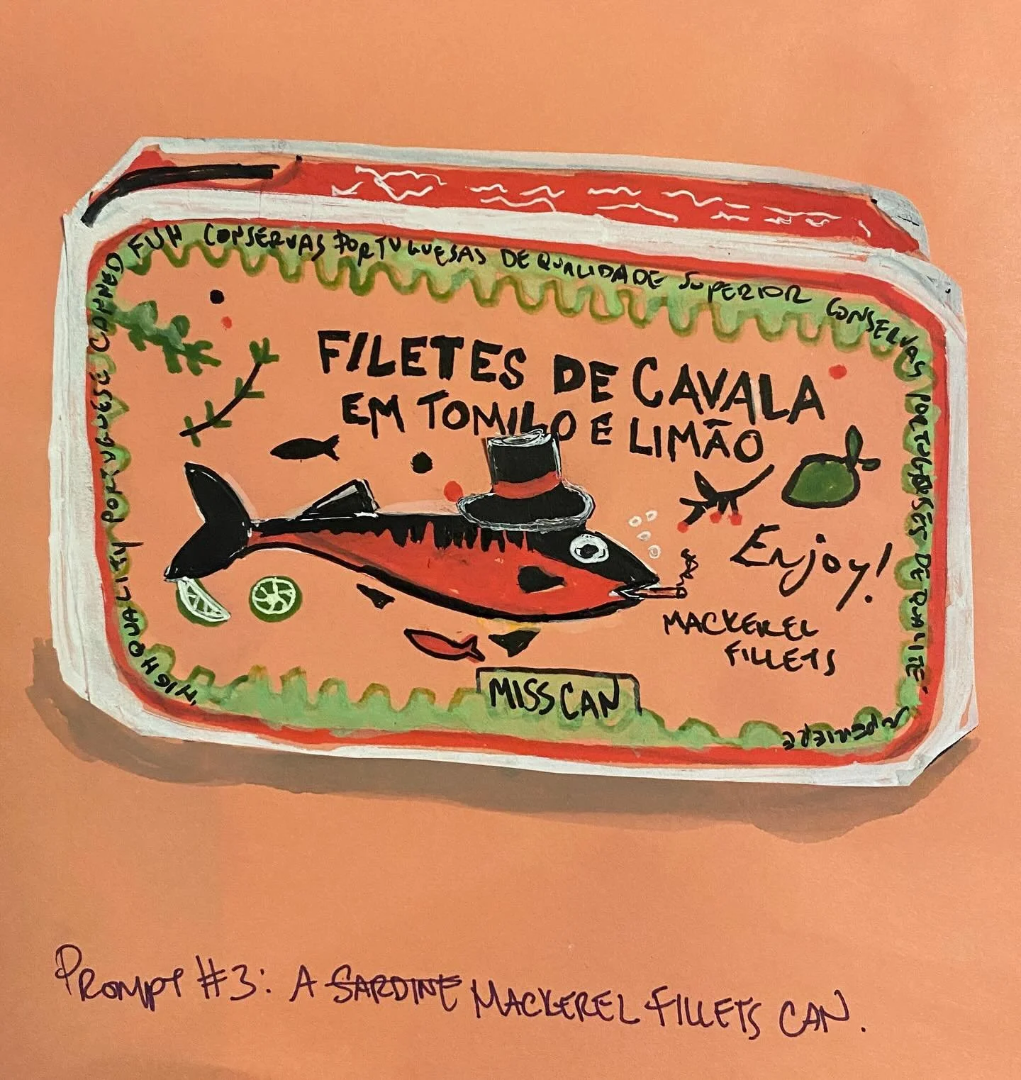 Participated in a month of drawing &amp; one of the prompts was a sardine can.