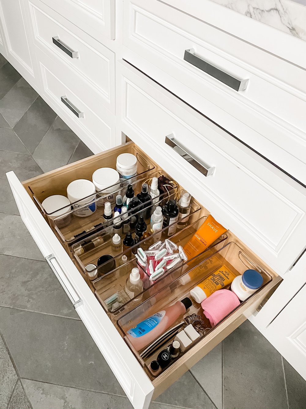 Deep drawer bins work for large drawers