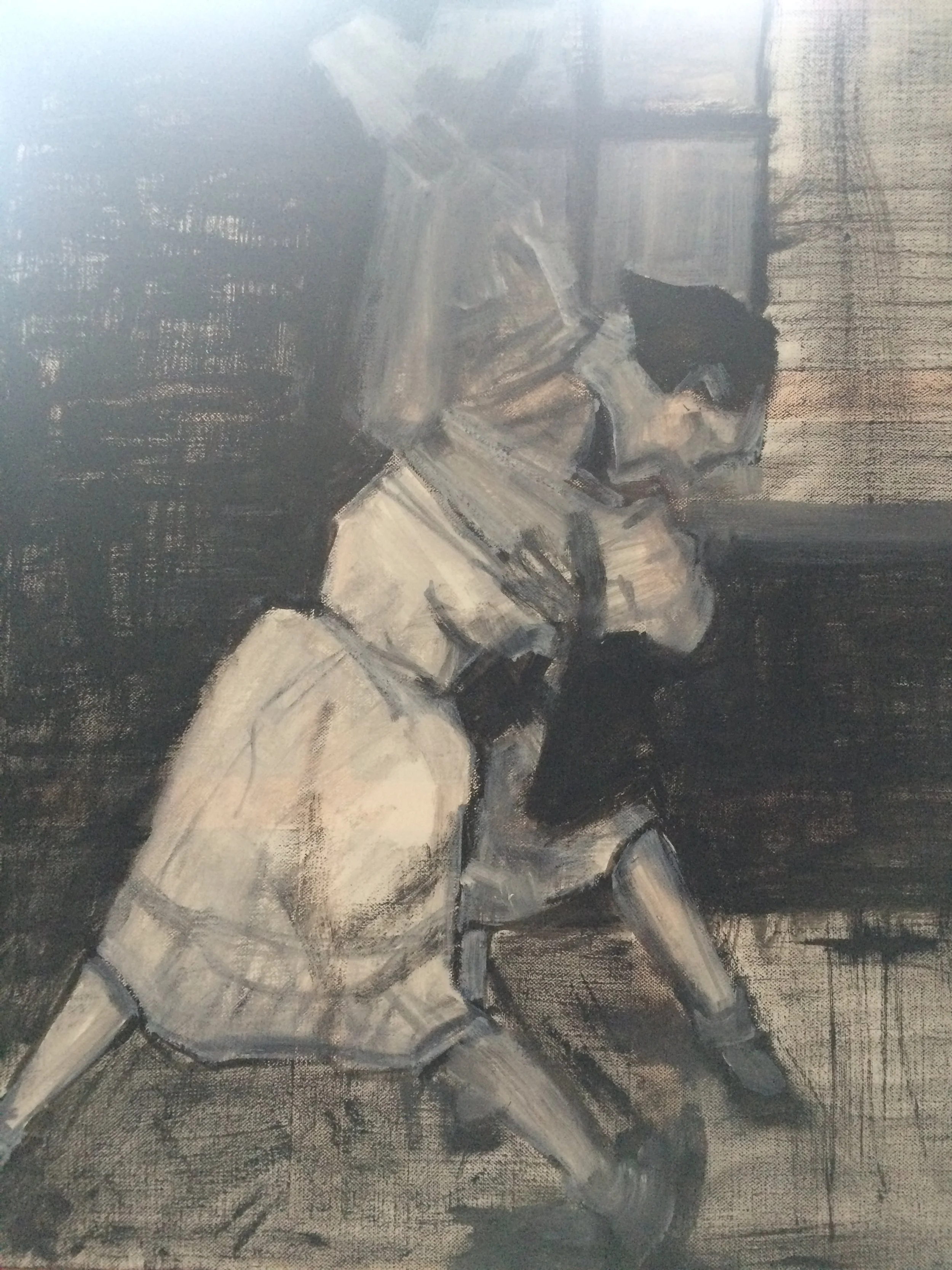 Courtyard games. Oil on canvas. 40.x 50 cms. USD. 300. GBP. 250.