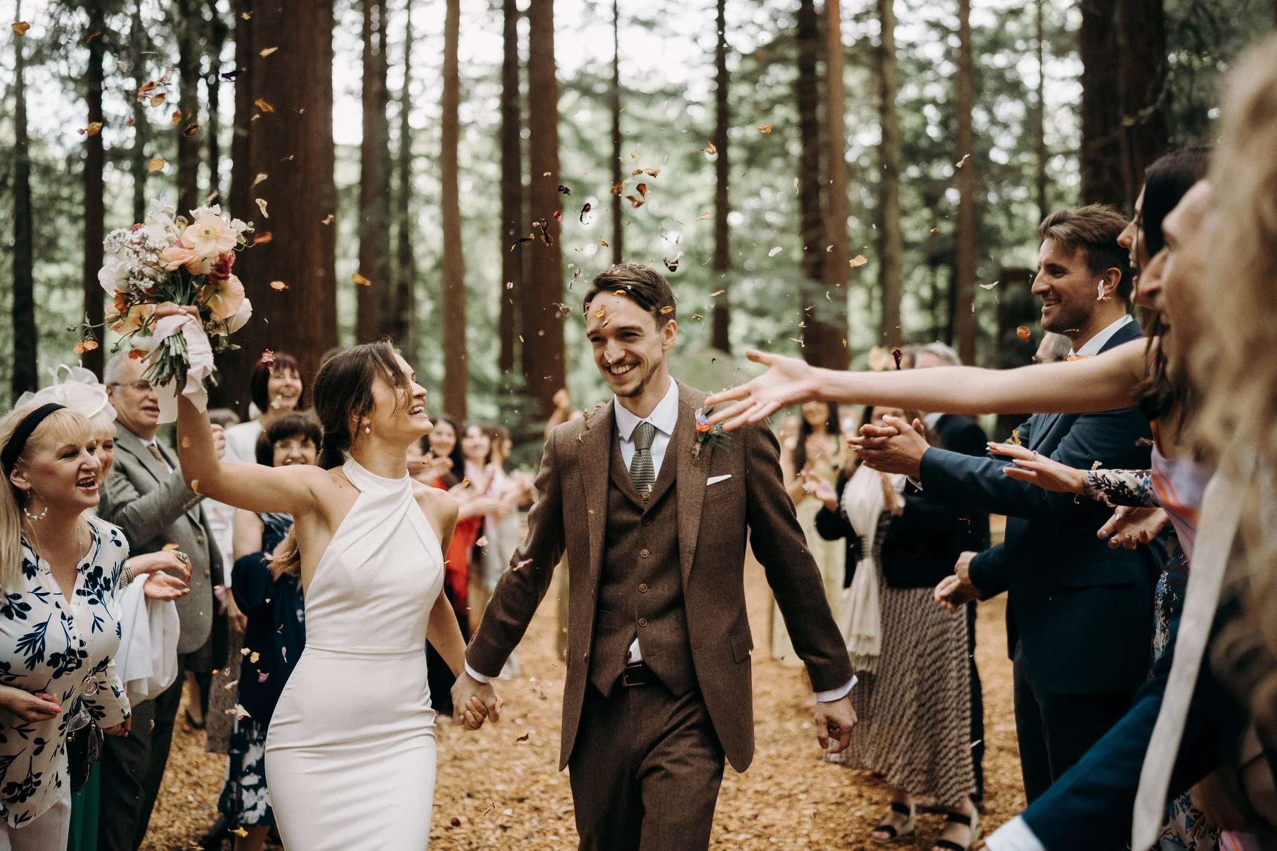 Confetti moment at Two Woods Estate wedding venue