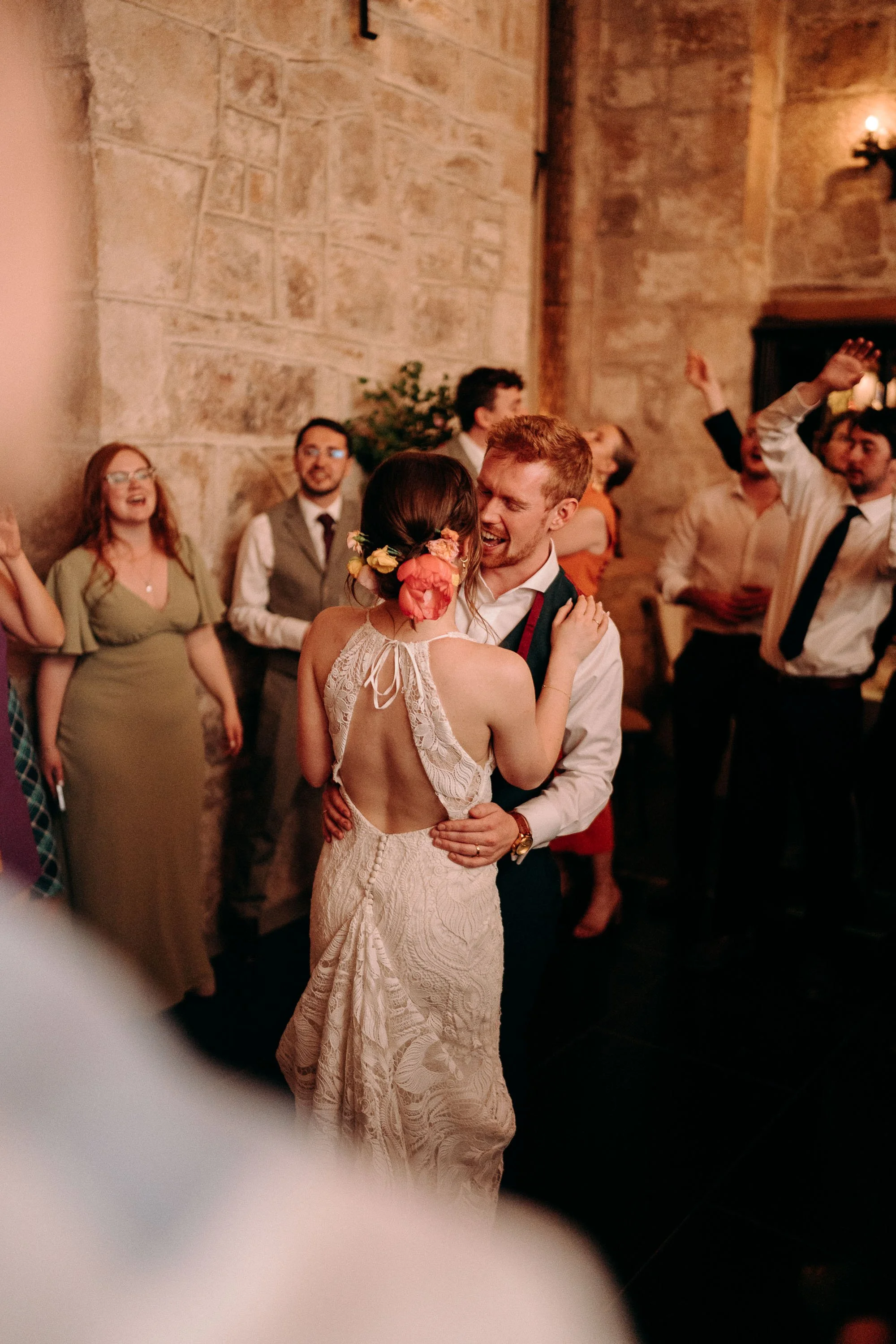 Bride and groom slow dance during the wedding ceremony at The Priests House shot on a 50mm prime lens.