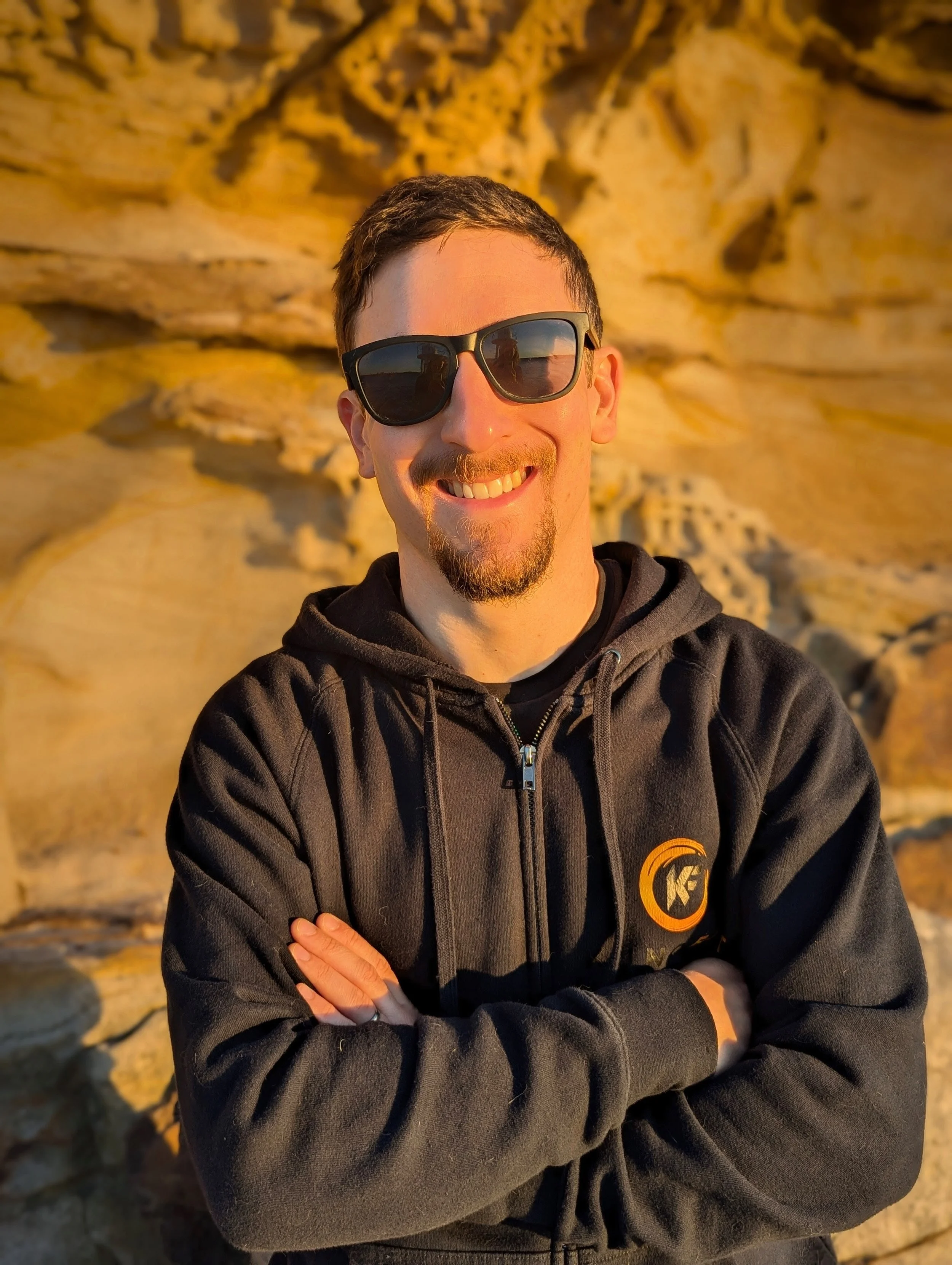 Damien in the early morning light along the shore of Sydney Harbour