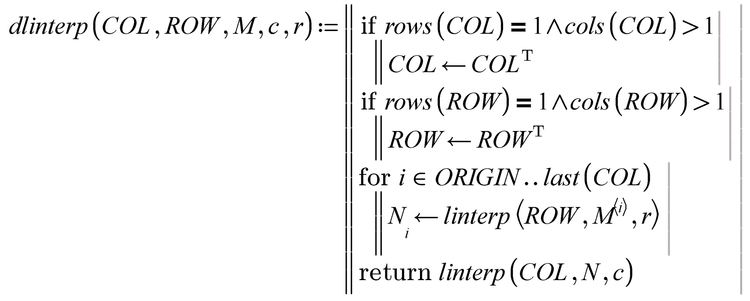 Function for Bilinear Interpolation of a 2D Matrix Using Mathcad ...