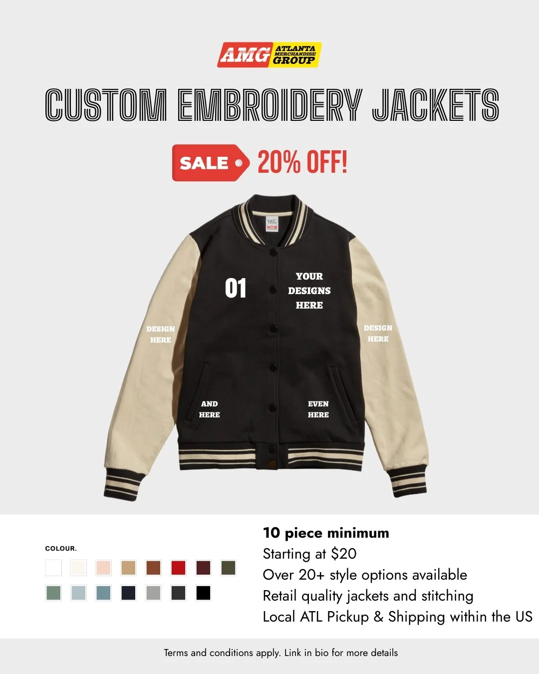 Get into the collegiate spirit with 20% off all personalized custom letterman jackets till Oct 31st! Link in bio to start your order 🪡 ⁣

#Customapparel #madeinatlanta #atlantaapparel #embroidery #atlantascreenprinting #customclothing #screenprintin