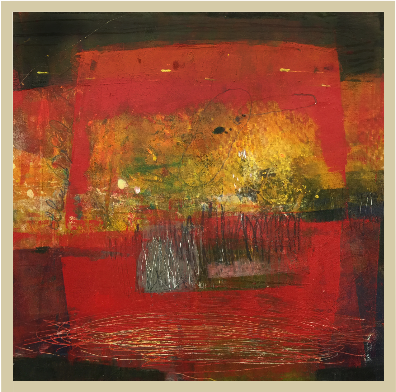 Red Vault by Pamela Caughey
Oil/cwm, framed Ampersand panel
2020