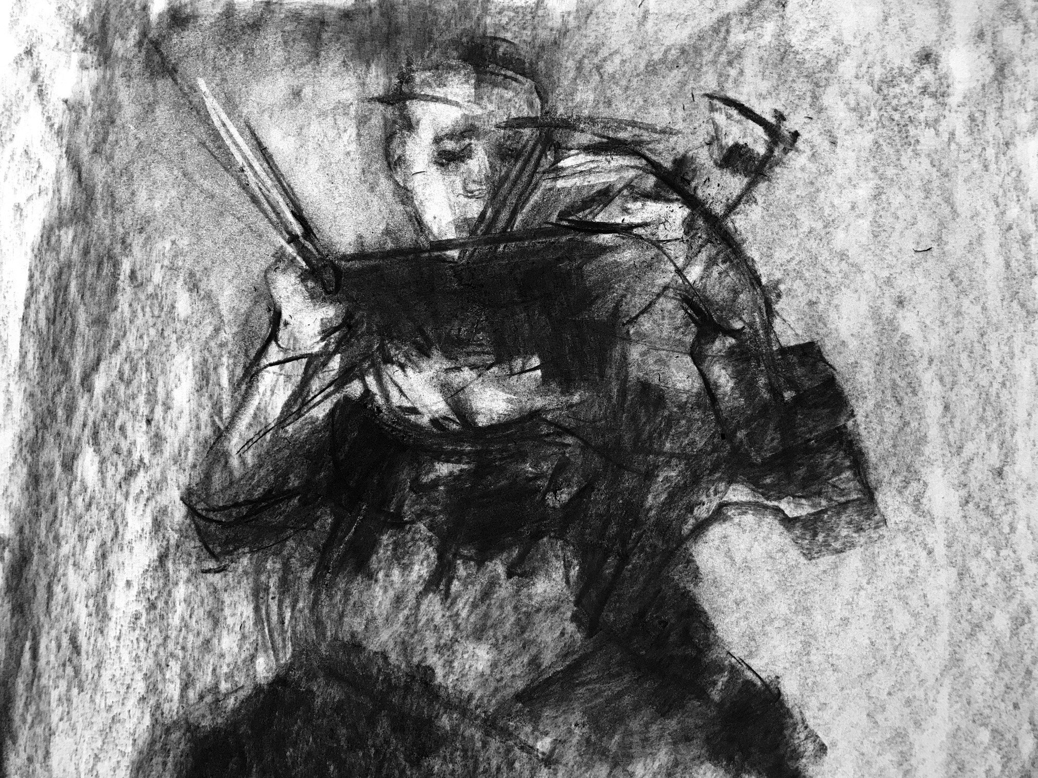  film still from Moving Matter into Spirit, stop motion animation of charcoal drawing on paper, 2016, video, 1:08 