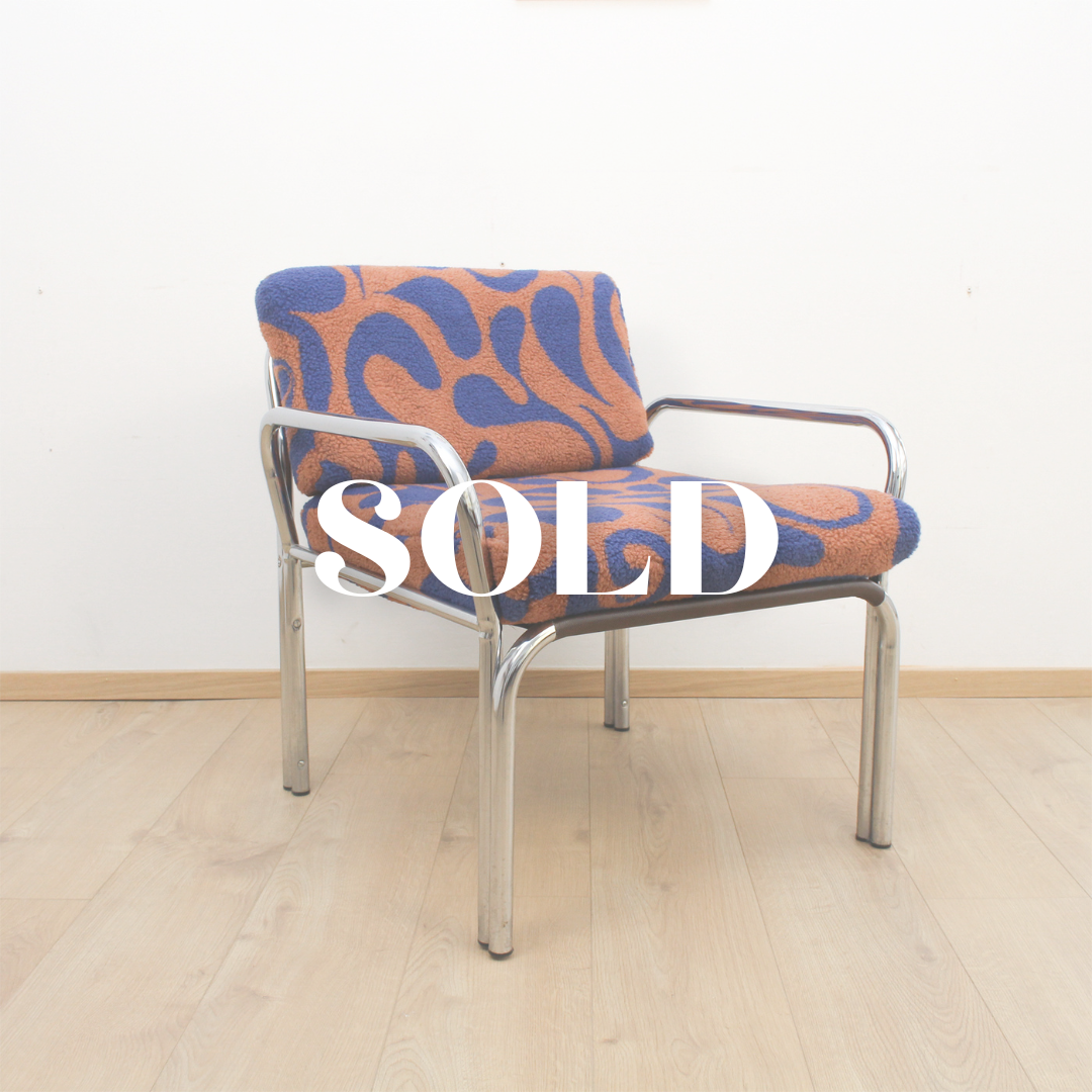70s Chrom Lounge Chair Swirl