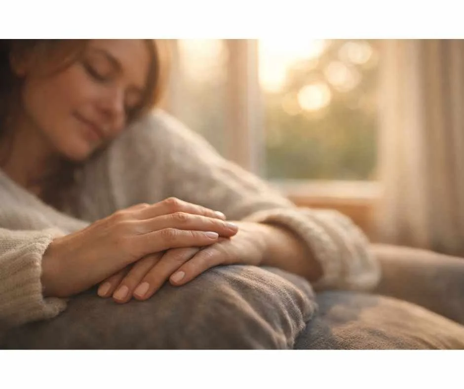 Soft, calming image representing safety and human connection that support nervous system and hormonal regulation