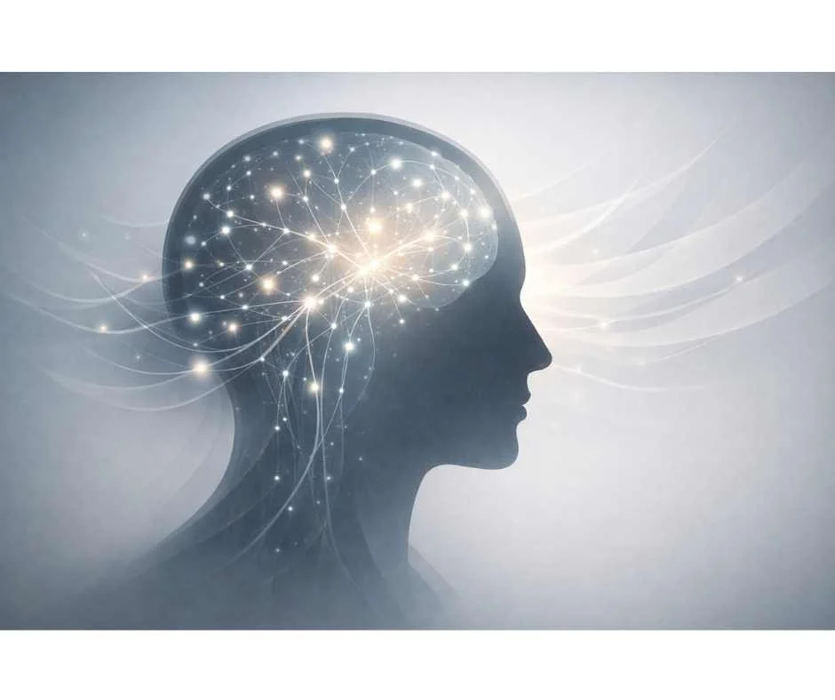 Abstract neurological illustration representing migraine as altered sensory processing and nervous system sensitivity