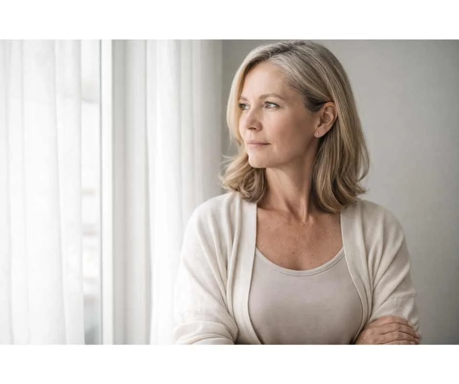 Confident midlife woman in natural light representing thoughtful breast cancer screening and prevention decisions