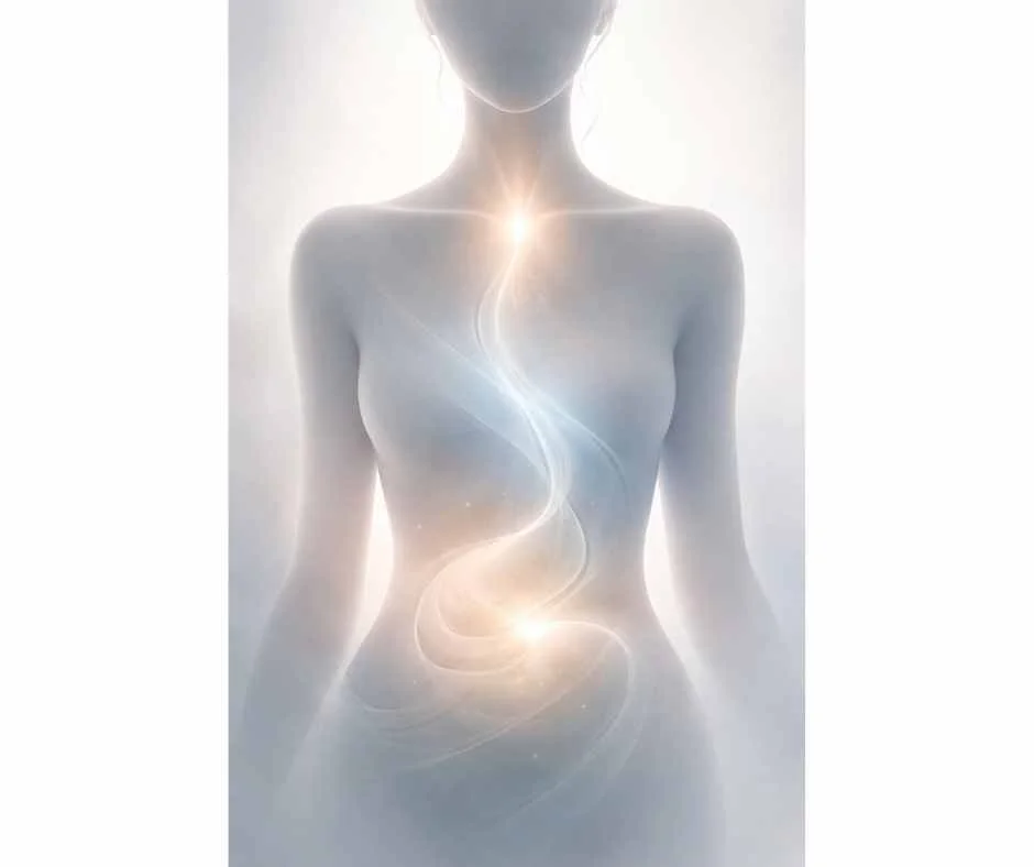Abstract human torso representing the connection between gut health, immune signaling, and thyroid function