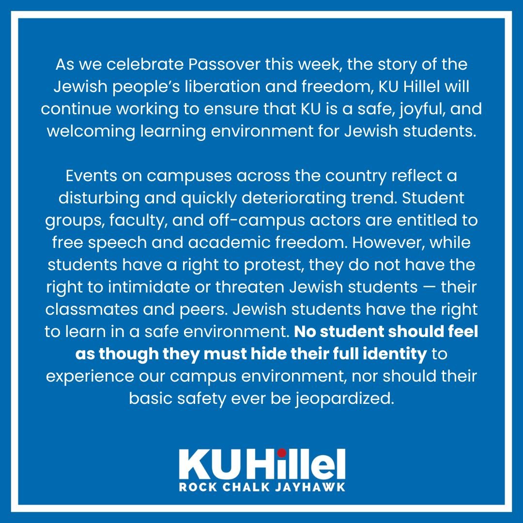 To our students: You are never alone. Our doors are always open, Hillel is your home on campus, and we are here for you.