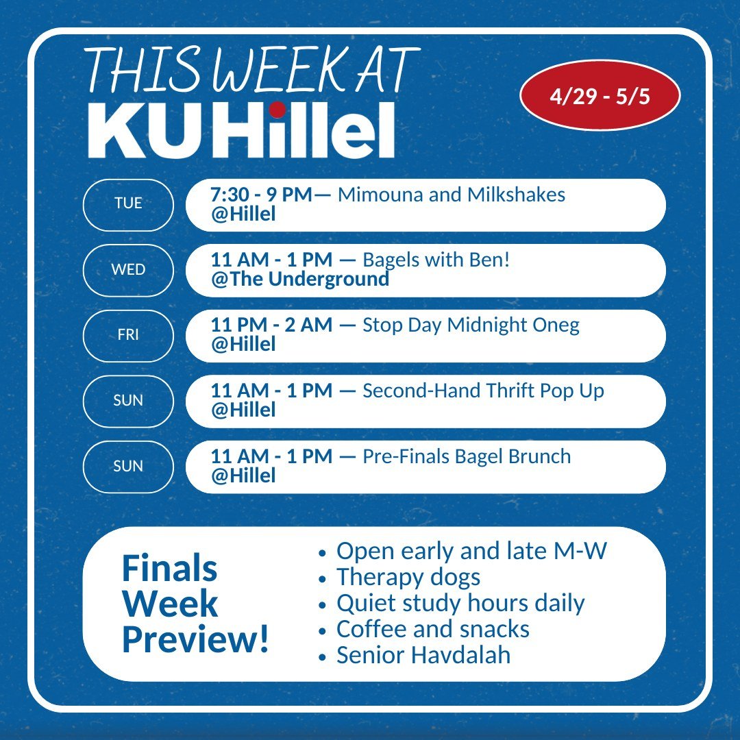Can you believe the semester is almost over? Be on the lookout for our full finals week schedule next week. Until then, enjoy the last week of classes!