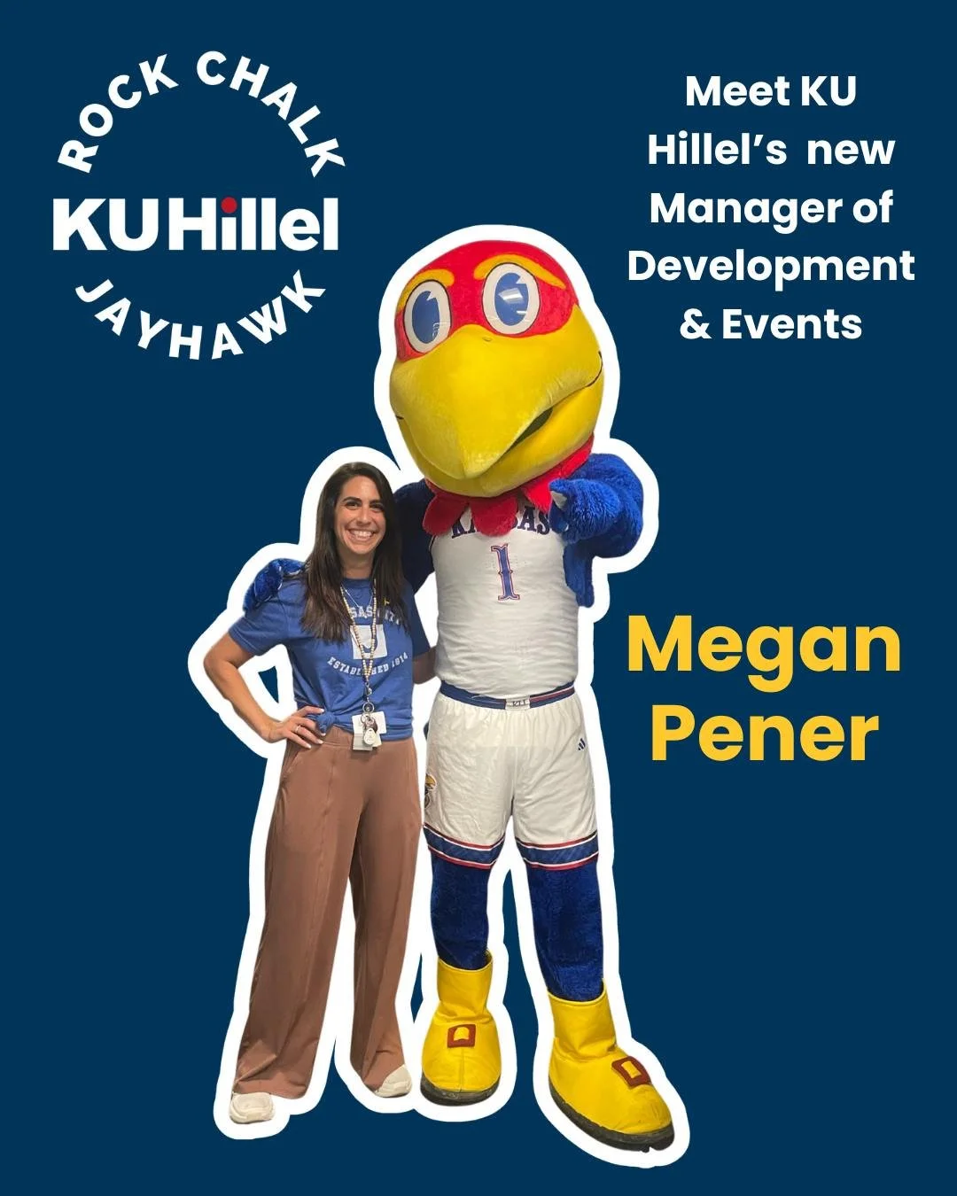 Meet KU Hillel's new Manager of Development &amp; Events, Megan Pener!

Megan will work to support and further all of KU Hillel's development and fundraising efforts, as well as take the lead in planning signature events including Rock Chalk Shabbat 