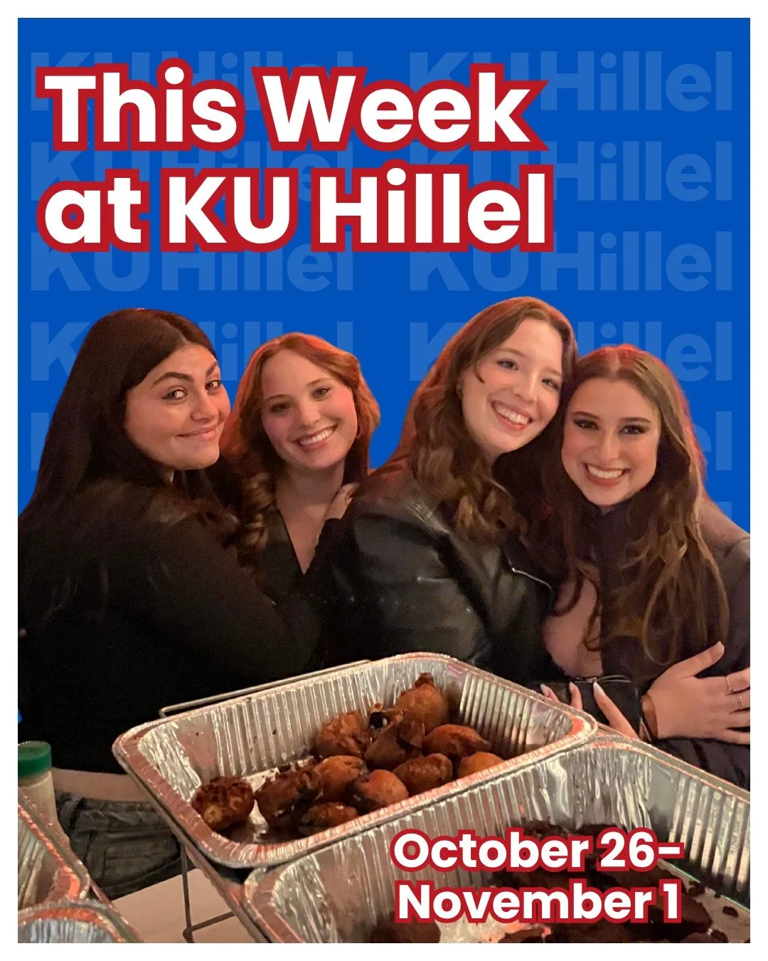 It's a busy week at KU Hillel and we can't wait to see you! Whether you're carving pumpkins with Adamah, seeing us on campus, or joining us for the return of Midnight Oneg (costumes encouraged of course), it's going to be a fantastic week!
And if yo