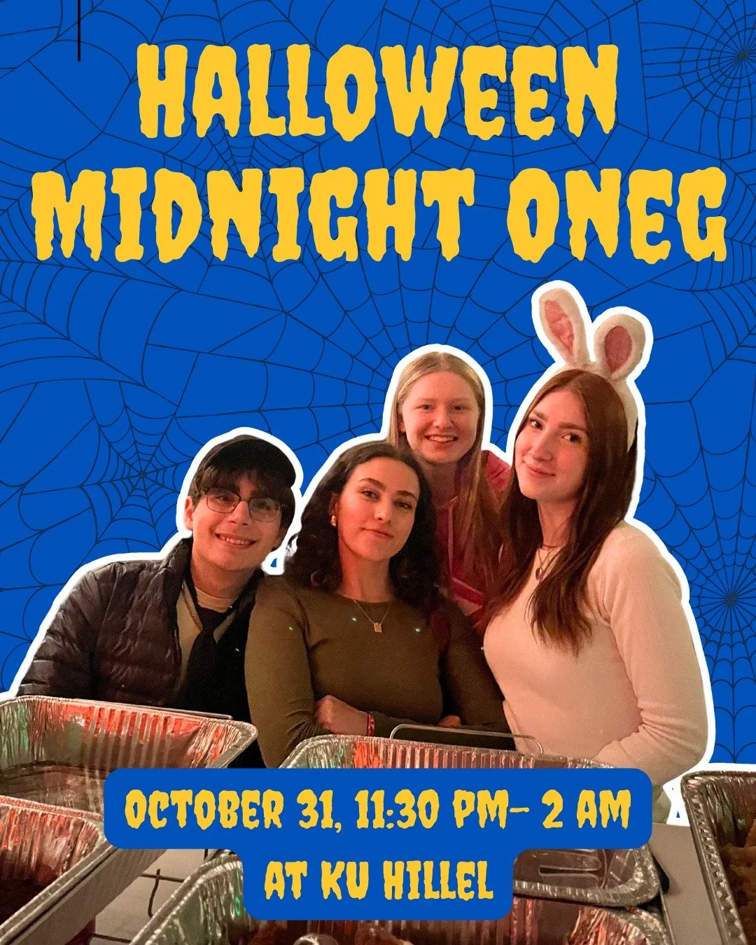 It's the spookiest program of the year! 👻 Join KU Hillel this Friday for the return of Midnight Oneg! Costumes encouraged, great vibes guaranteed. 🎃