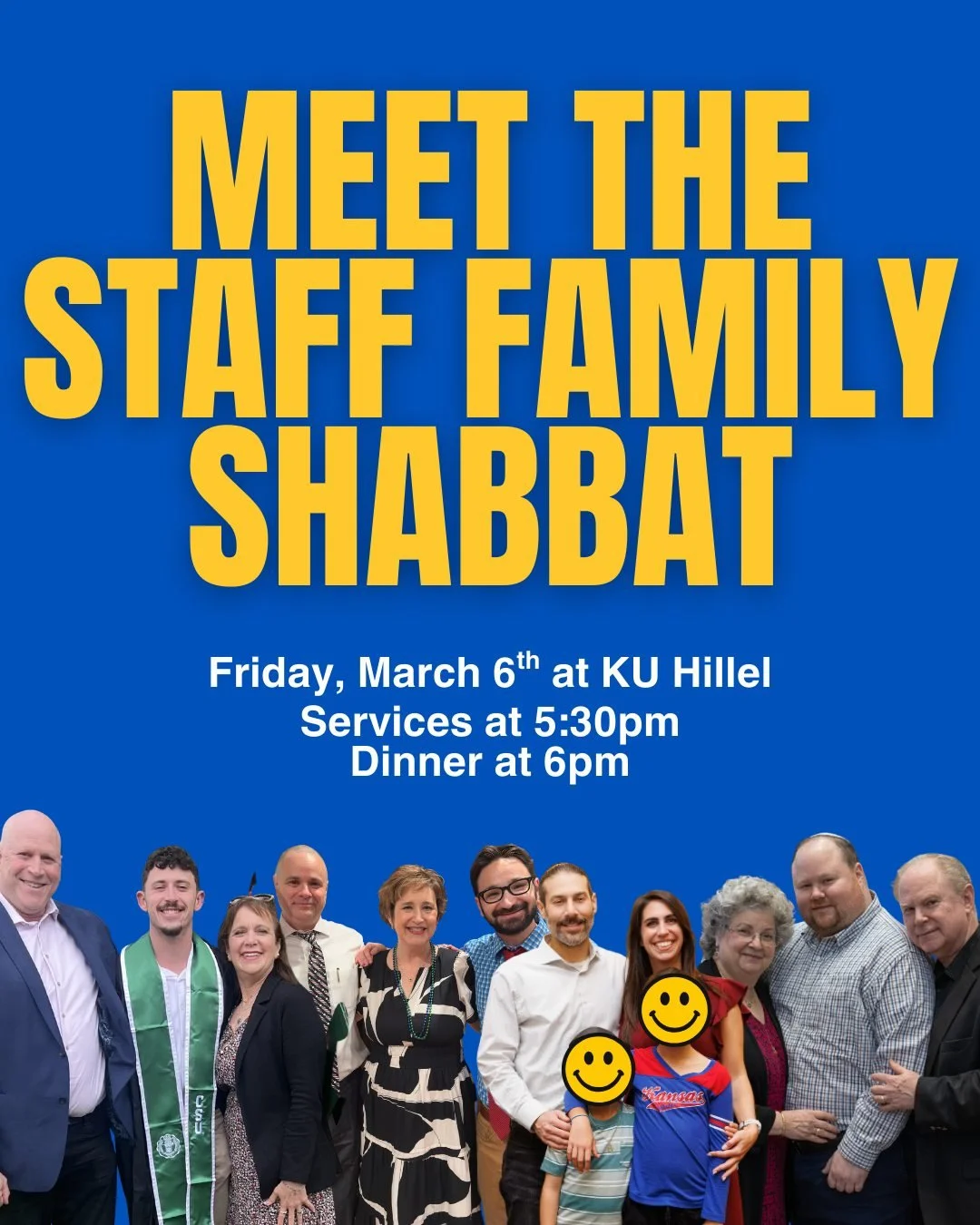 Ever wanted to meet your Hillel staff's families? Now's your chance! Join us this Friday for Shabbat services and dinner at Hillel, where we will be joined by our Hillel staff's families! Bring your friends, your appetites, and bring your questions (