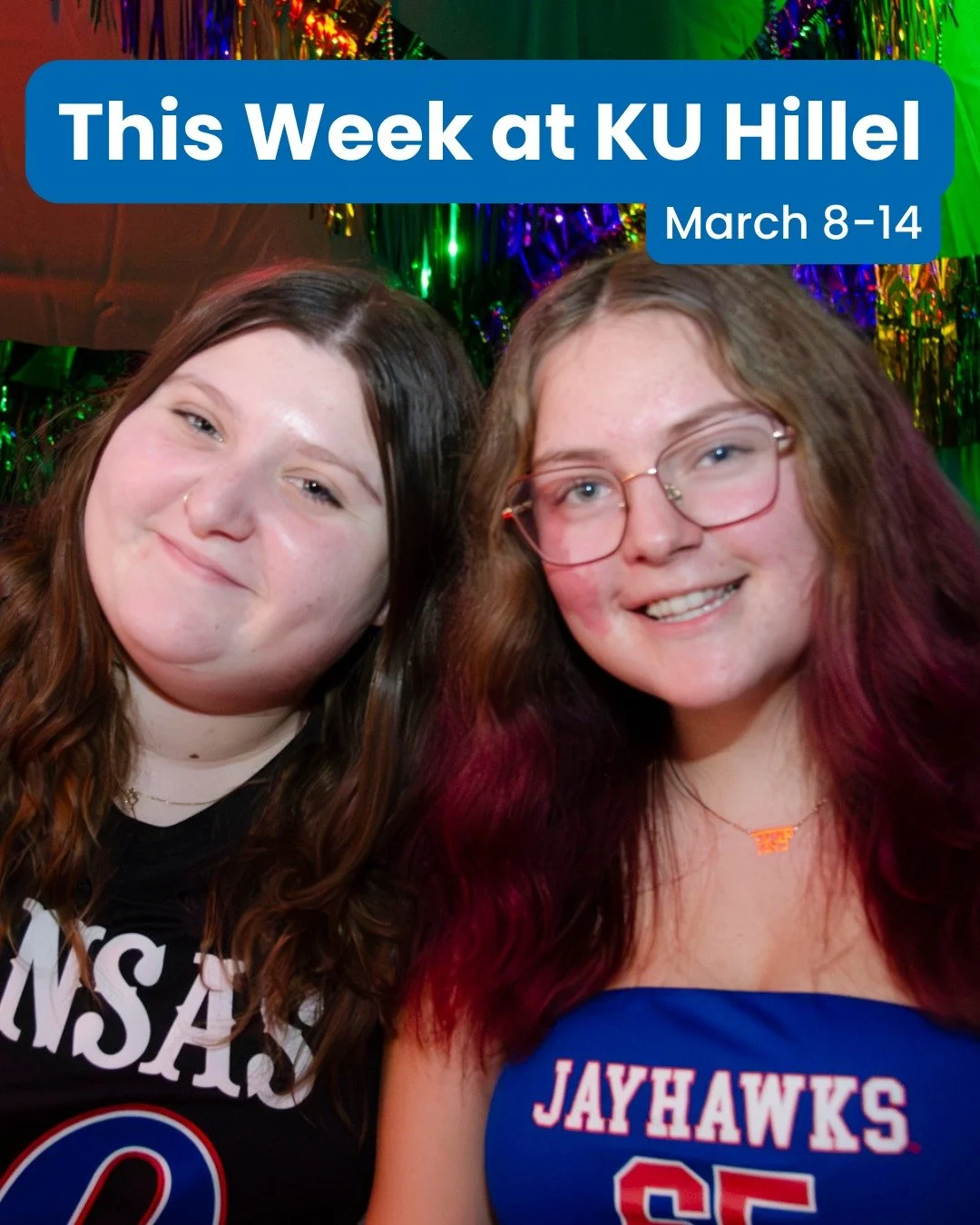 We can't wait to see our Jewish Jayhawks before they fly off for Spring Break! Check out all of our opportunities to see KU Hillel around campus this week!