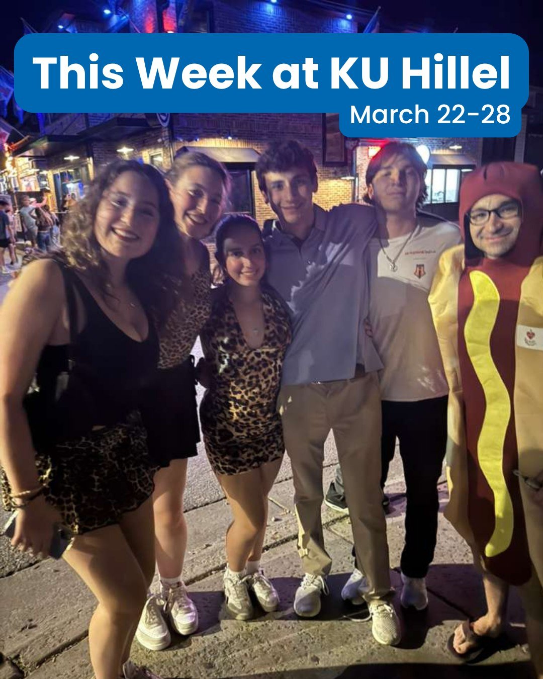 It's a busy week at KU Hillel, so we know there's something for you! Whether we are seeing you at our Resume and Cover Letter workshop, Adamah's thrifted matzah cover event, JWIGL's chocolate seder 🍫, or outside the Hawk for a Shabbat hot dog 🌭, we