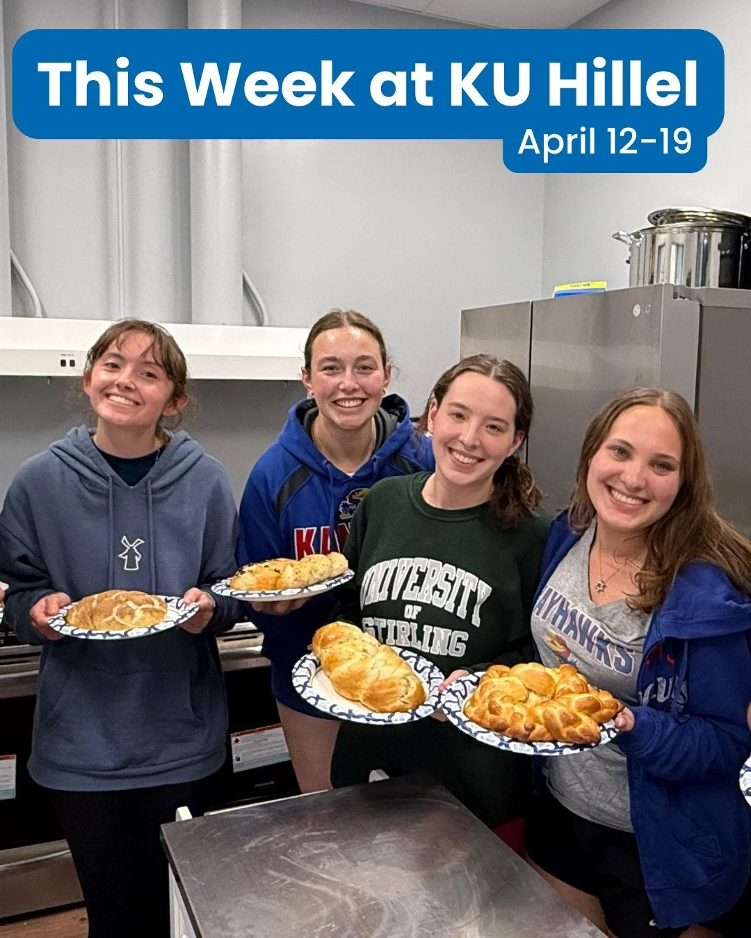 It's an incredibly busy week at KU Hillel and we are so excited to see you! There's something for just about everyone, whether you're joining our Kahallah Bake, attending our movie screening at Liberty Hall (link on the graphic to RSVP), enjoying des