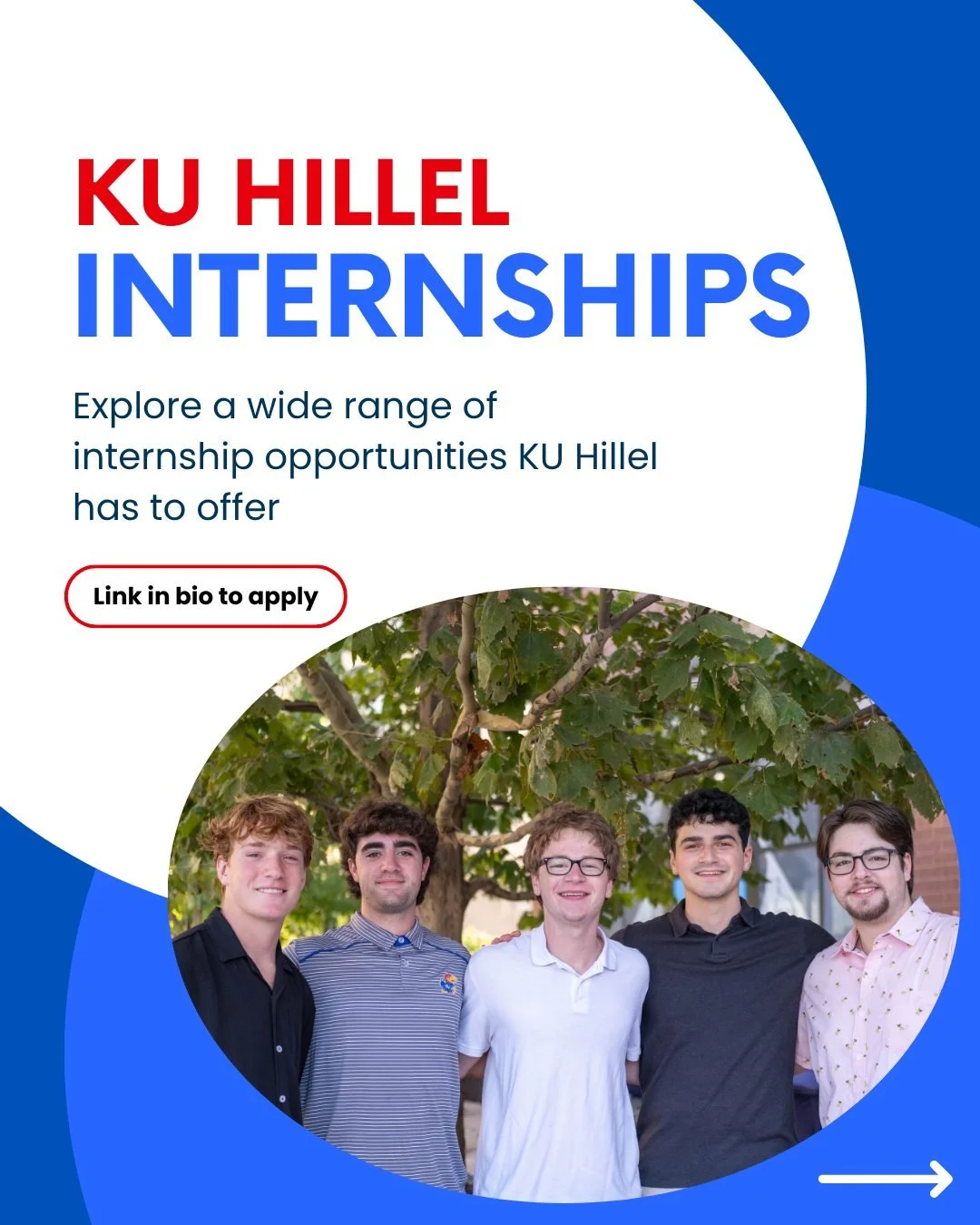 Ready to level up your leadership experience? 🚀

KU Hillel internship applications for next year are open and there&rsquo;s something for everyone from leadership and marketing to community building and Jewish education. Build skills and make a resu