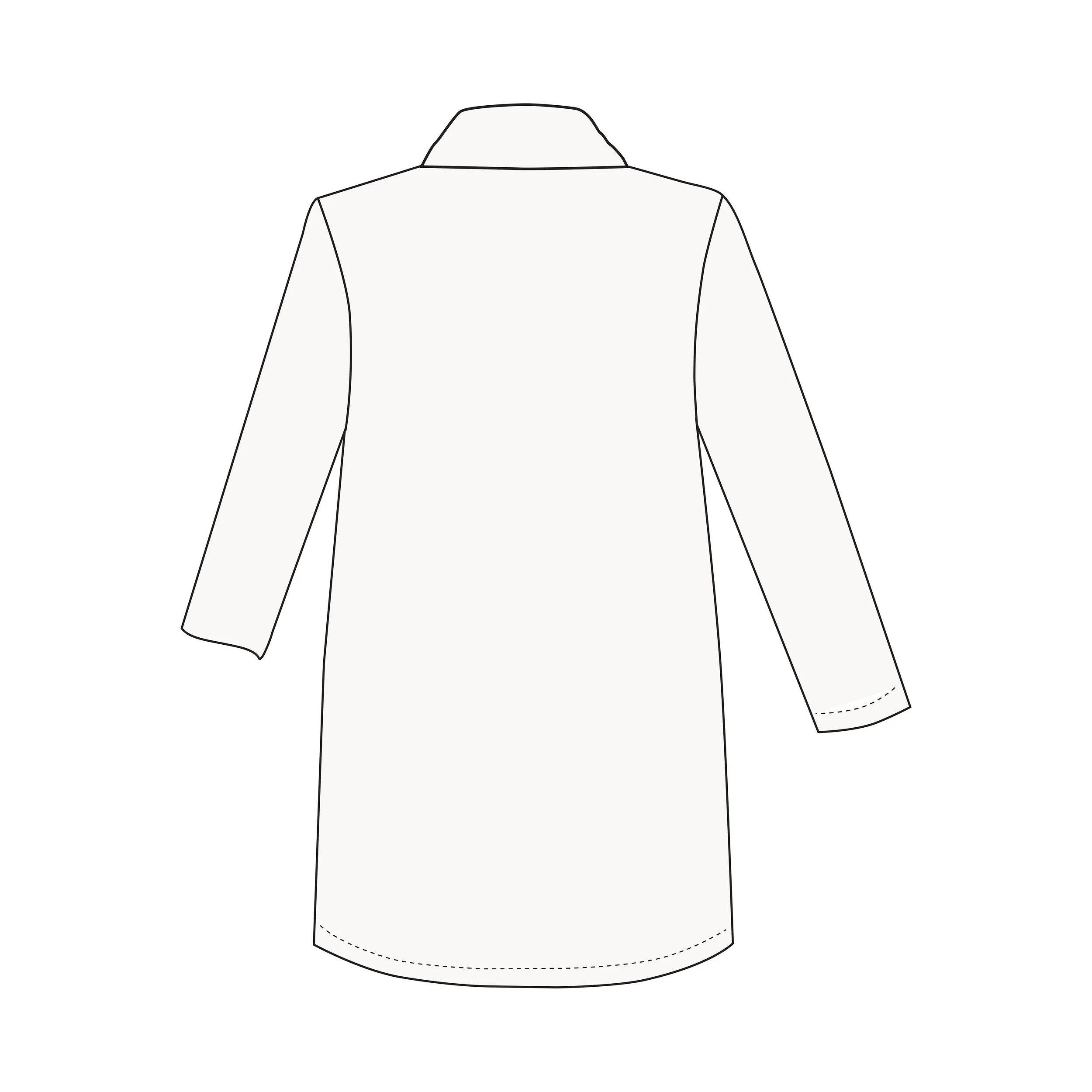 Outline of a long-sleeve shirt with a collar.