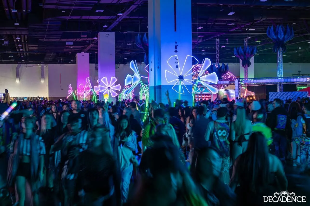 52 Metal Flowers in Colorado Convention Center for Decadence Colorado 2025