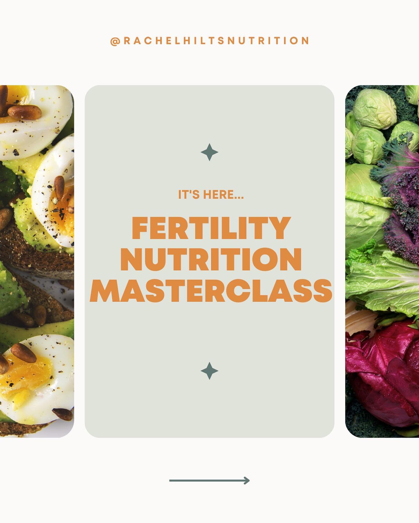 ✨ FERTILITY NUTRITION MASTERCLASS ✨

Ready to learn the simple steps you can take today to help optimize your fertility? 

This course has been my own baby - working on it in my free time so over the past year - and I am so excited to finally share i