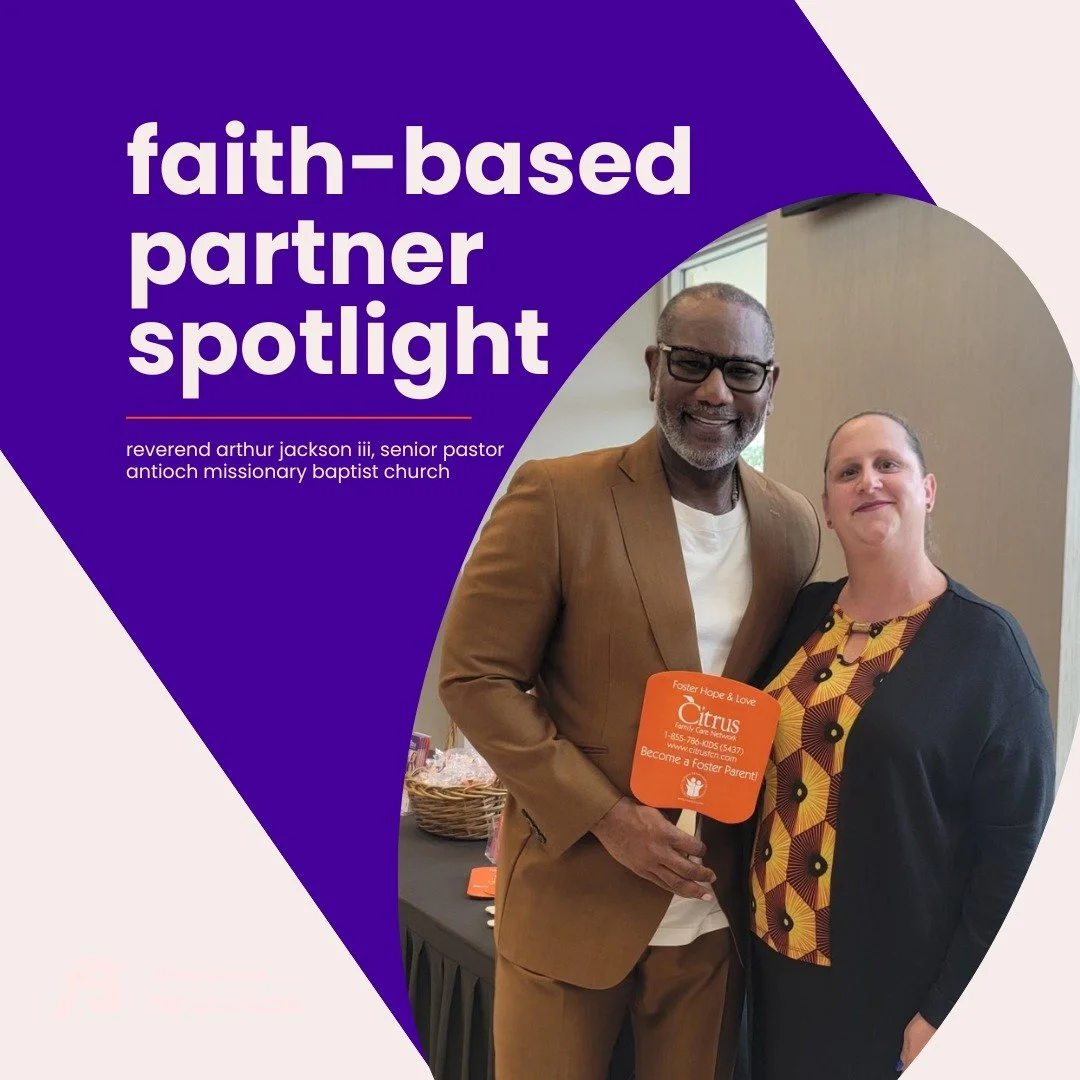 Reverend Arthur Jackson III of Antioch Missionary Baptist Church has been a trusted faith-based partner for organizations in our system of care for more than 20 years. From previously hosting foster parent trainings to now supporting foster parent re