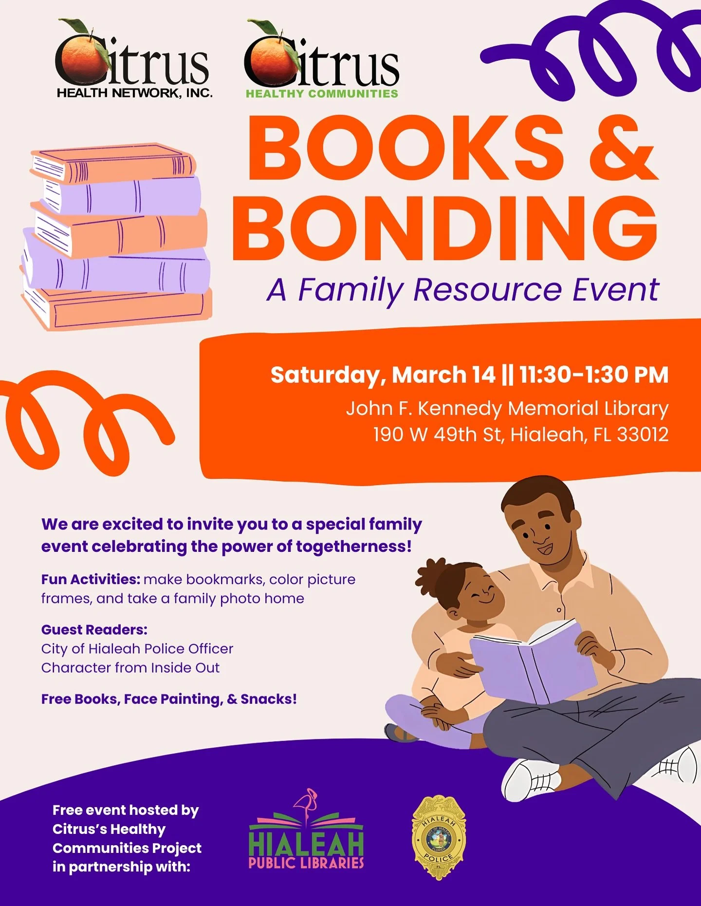 Join us this Saturday, March 14th at 11:30 a.m. for Books &amp; Bonding with activities and resources available for the whole family! 💜