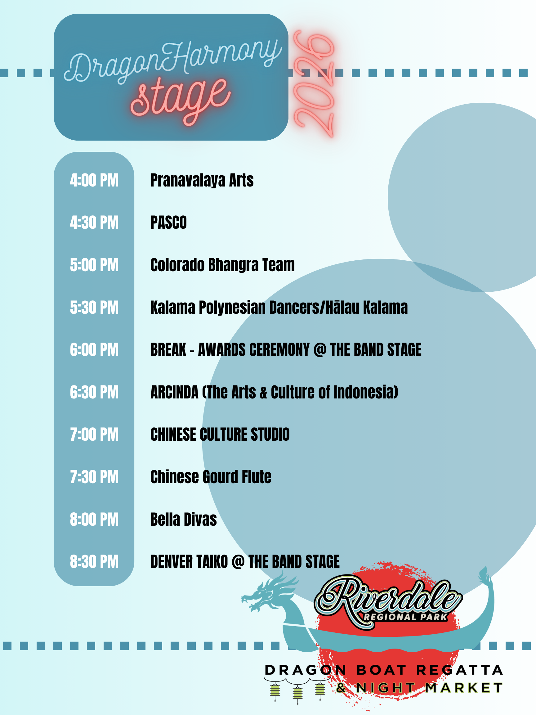 Schedule for the Dragon Harmony Stage