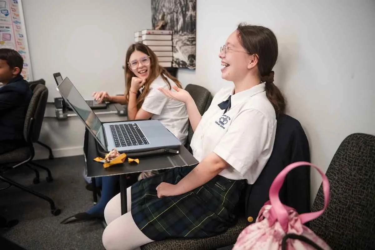 Student Laughing at School in Jacksonville, NC