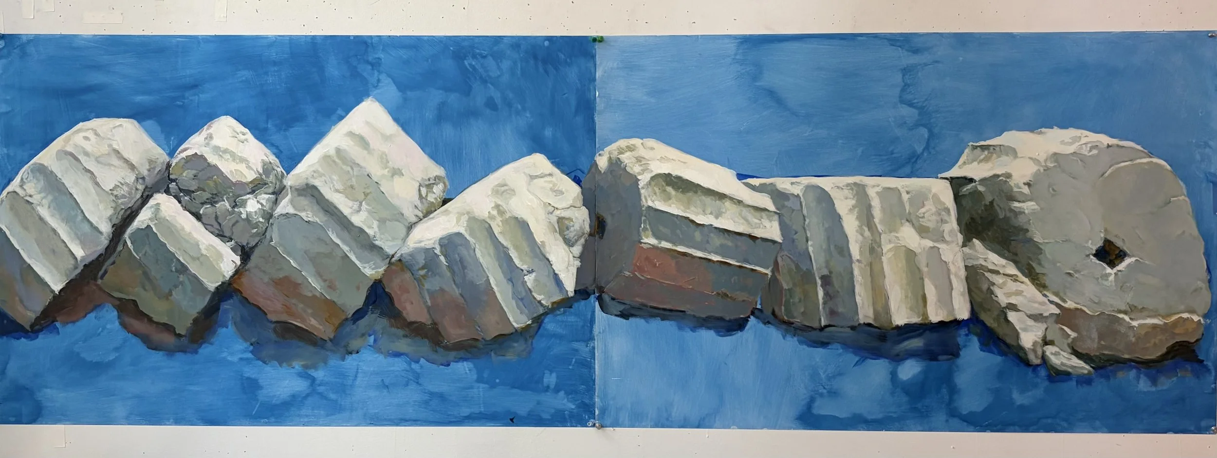 Procession, 2026, acrylic on paper, 26" x 80"