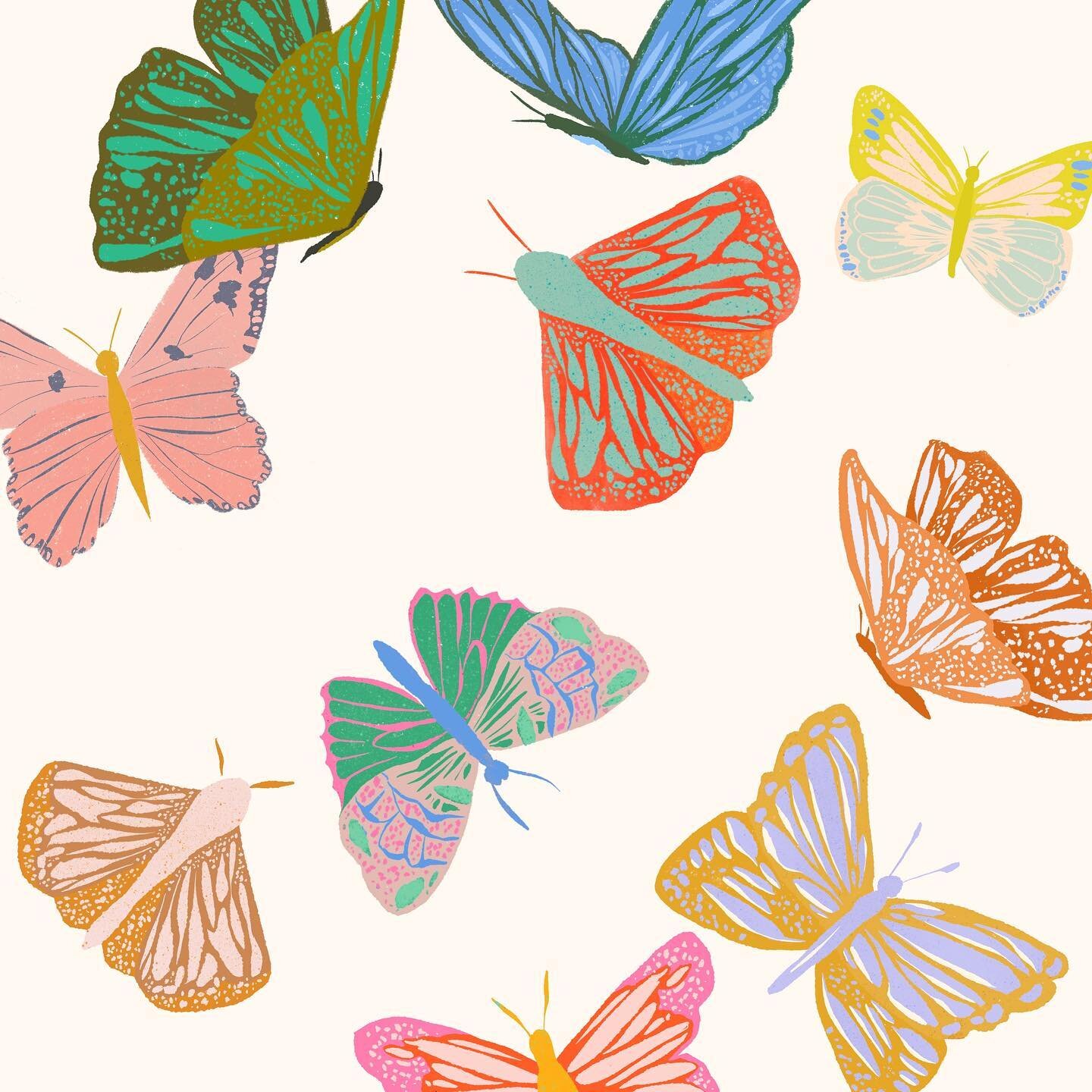 A little butterfly study on this cold January day, to remind you that spring is only 54 days away! ☀️ 
#surfacepatterndesign #patterndesign #illustrator #illustrationartists #surfacedesign