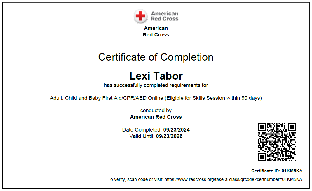 American Red Cross - Adult, Child, and Baby First Aid/CPR/AED Certification 2024 - 2026