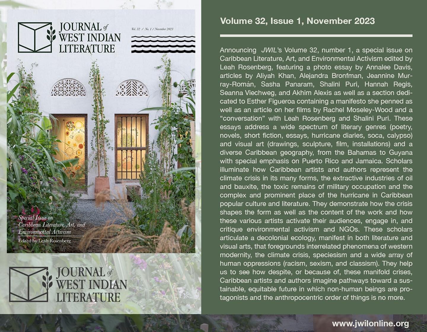 I am so honoured that Leah Rosenberg invited me to contribute a photo essay to the Journal of West Indian Literature, especially since this Special Issue on Caribbean Literature, Art, and Environmental Activism has been dedicated to the Jamaican poet